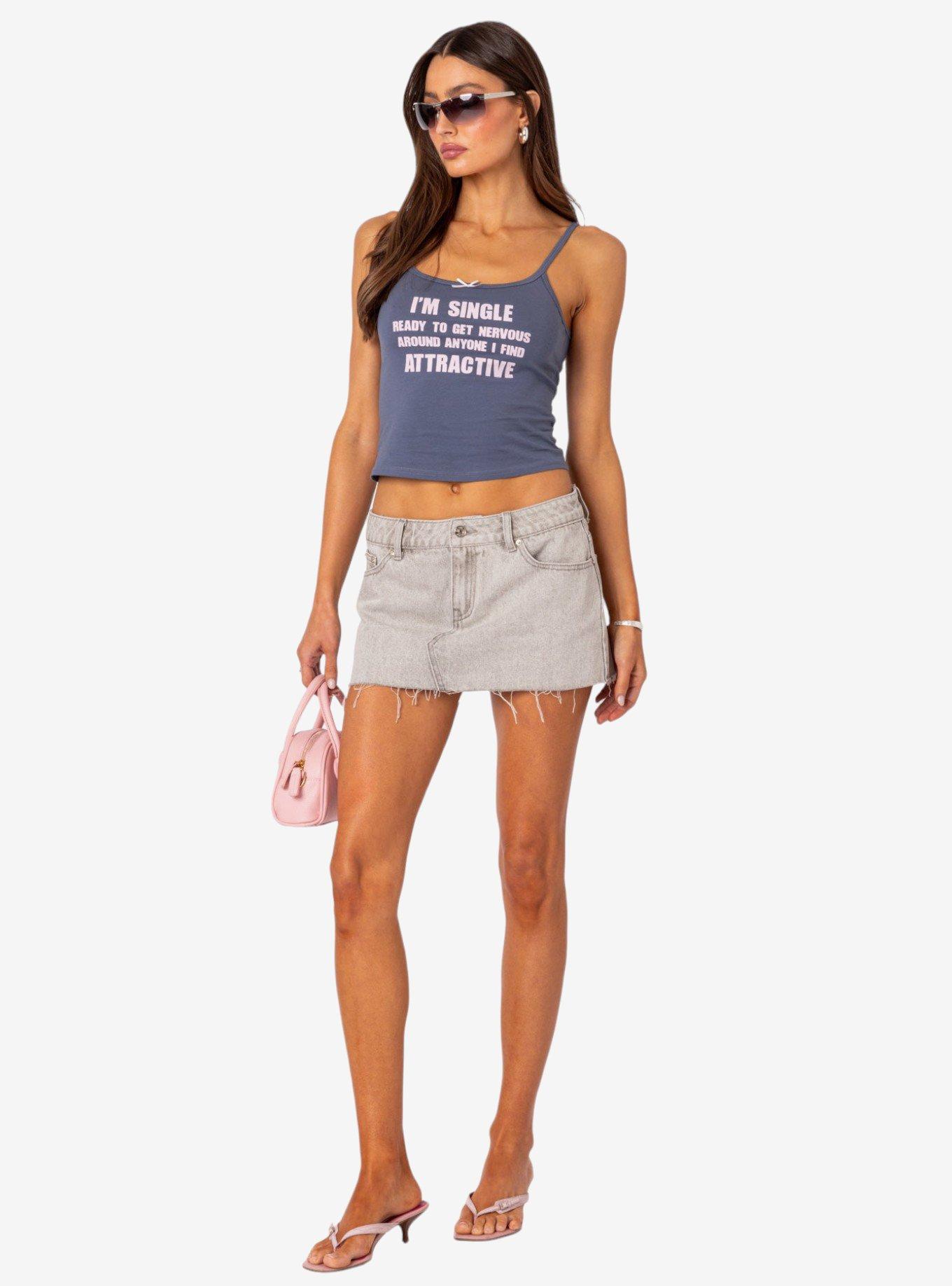 Edikted I'm Single Tank Top Blue, BLUE, alternate