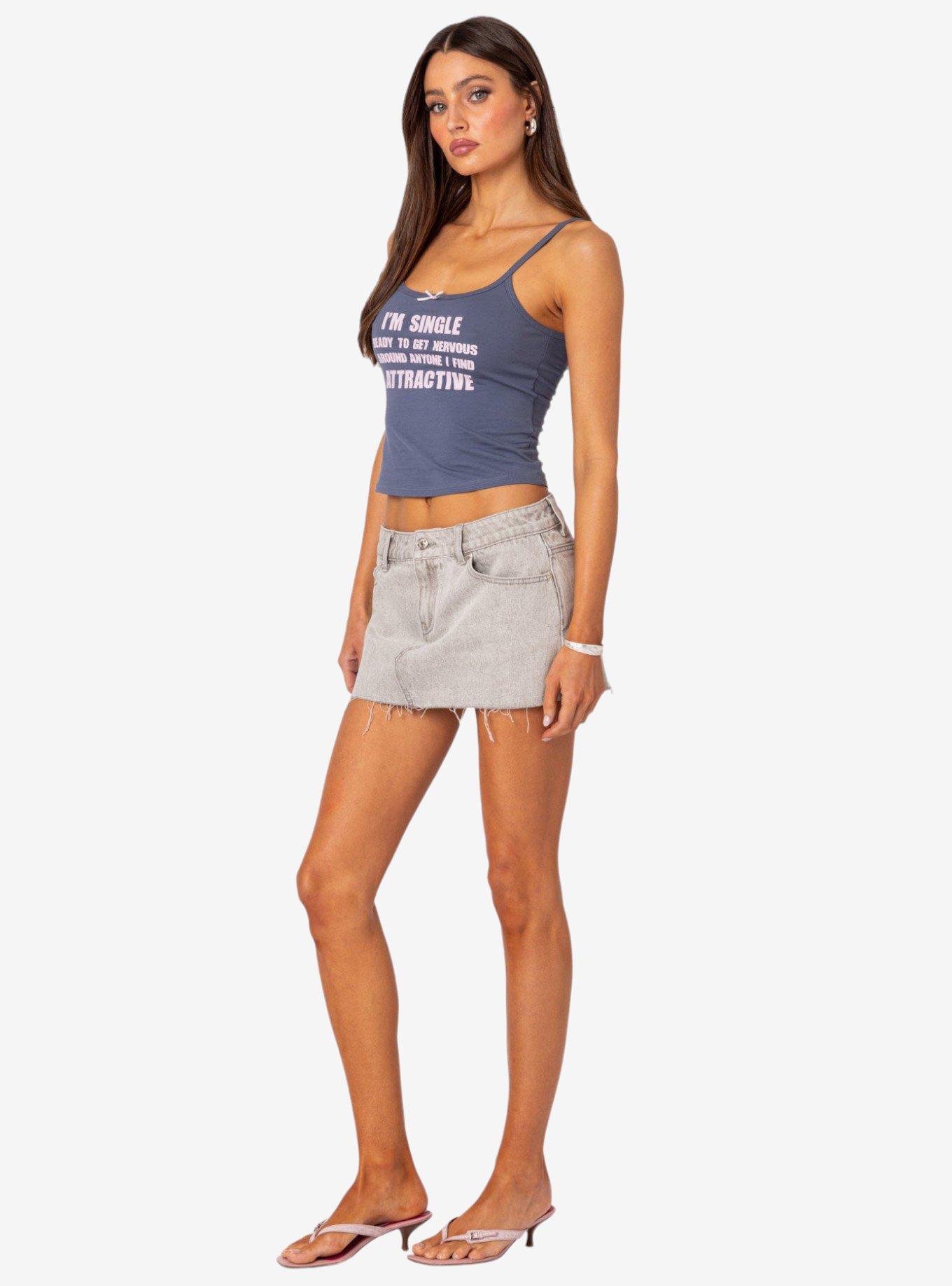 Edikted I'm Single Tank Top Blue, BLUE, alternate