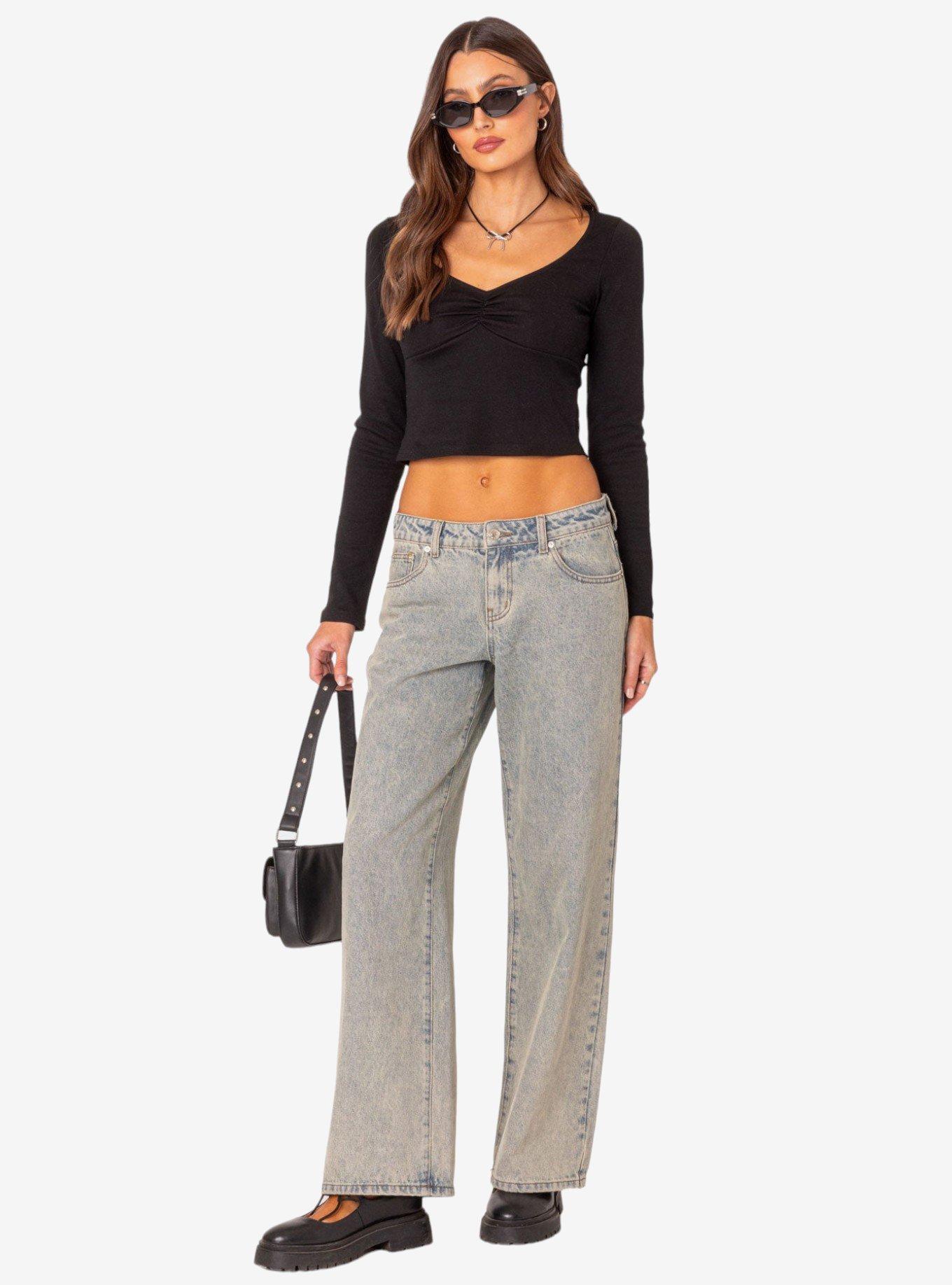 Nat Ruched V Neck Top Black, BLACK, alternate