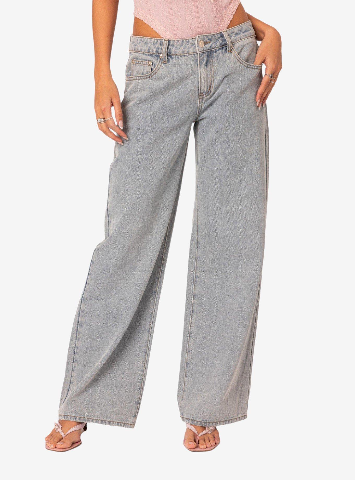 Edikted Bow Pocket Relaxed Jeans, BLUE, alternate