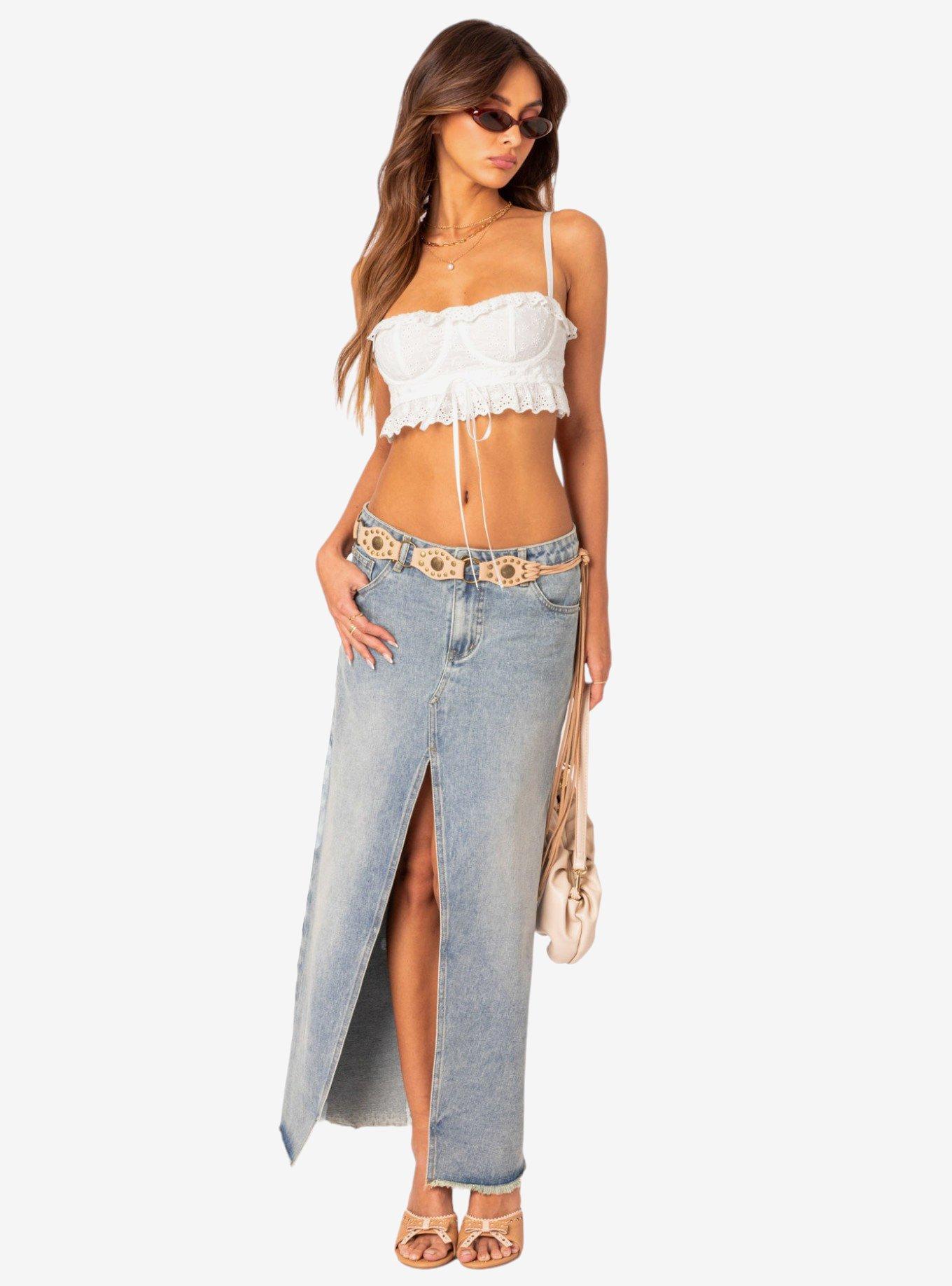 Mandy Cropped Cotton Lace Corset Top, BRIGHT WHITE, alternate
