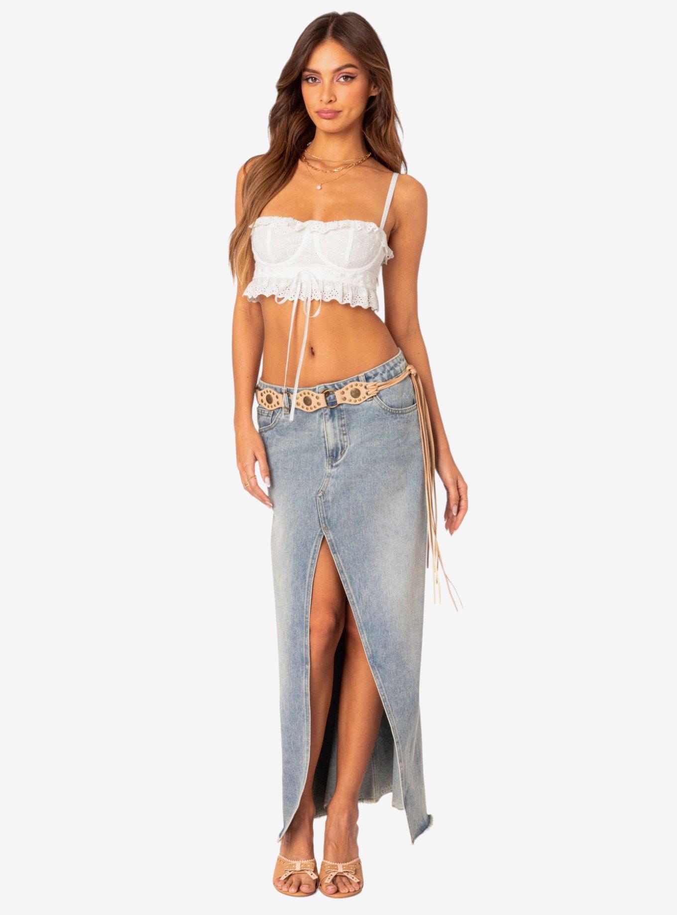 Mandy Cropped Cotton Lace Corset Top, BRIGHT WHITE, alternate