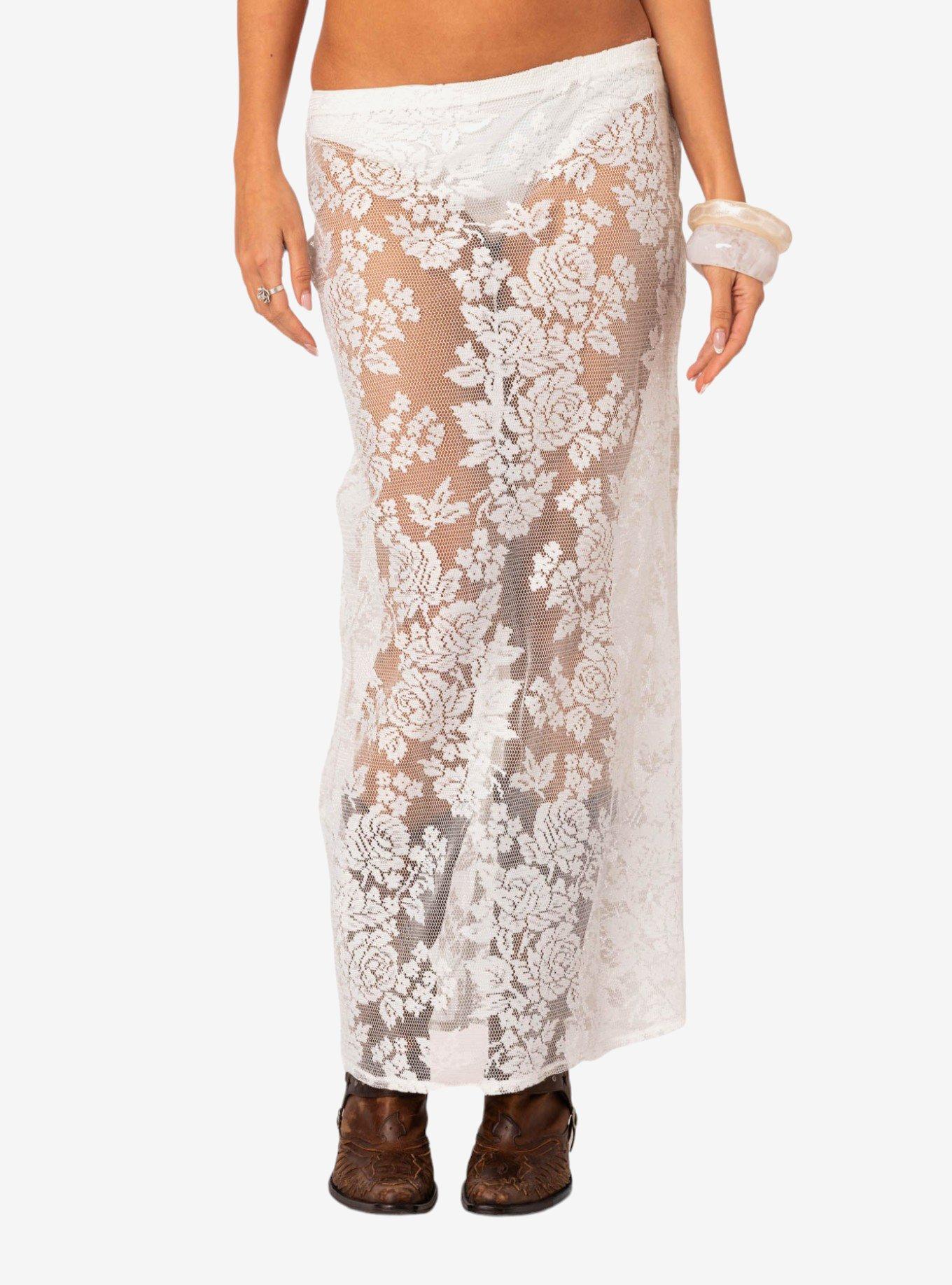 Bess Sheer Lace Maxi Skirt, BRIGHT WHITE, alternate