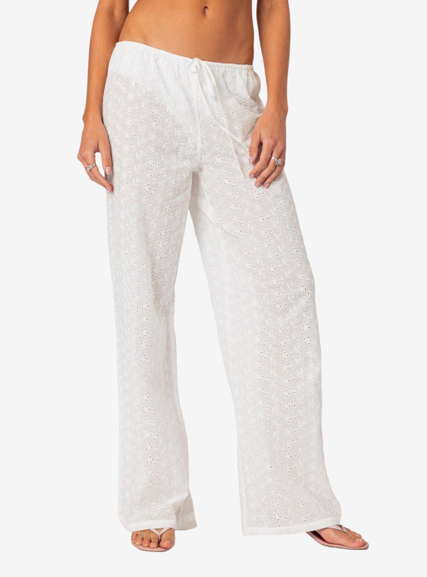 Miracle Cotton Lace Pants, BRIGHT WHITE, alternate