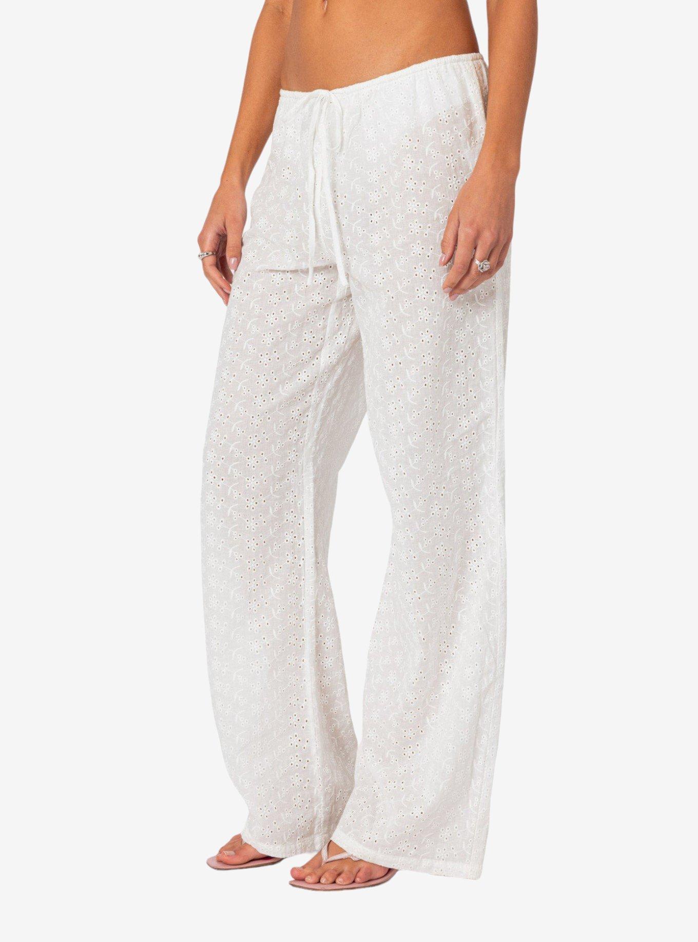 Miracle Cotton Lace Pants, BRIGHT WHITE, alternate