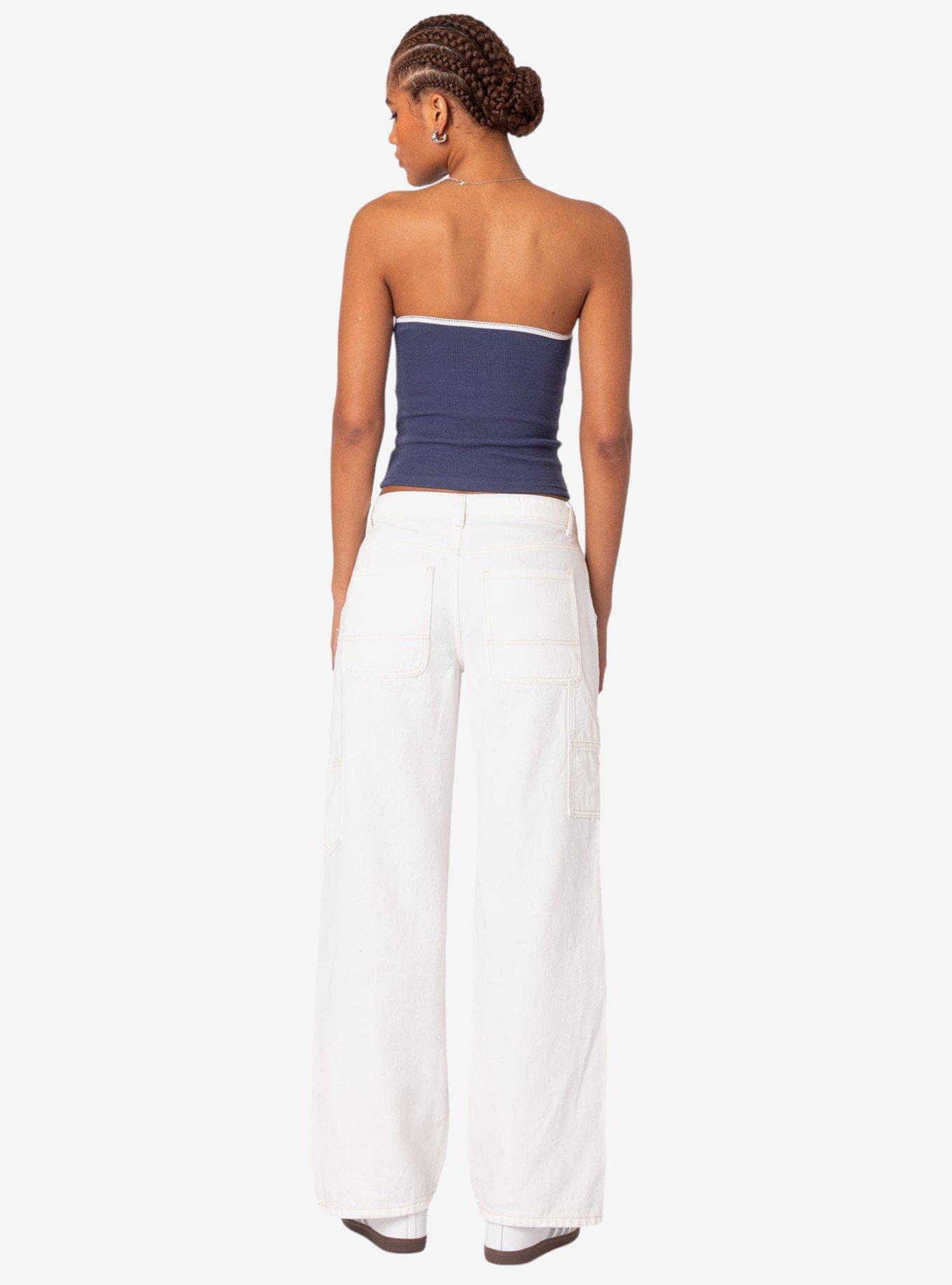 Edikted Ayla Low Rise Carpenter Jeans, BRIGHT WHITE, alternate