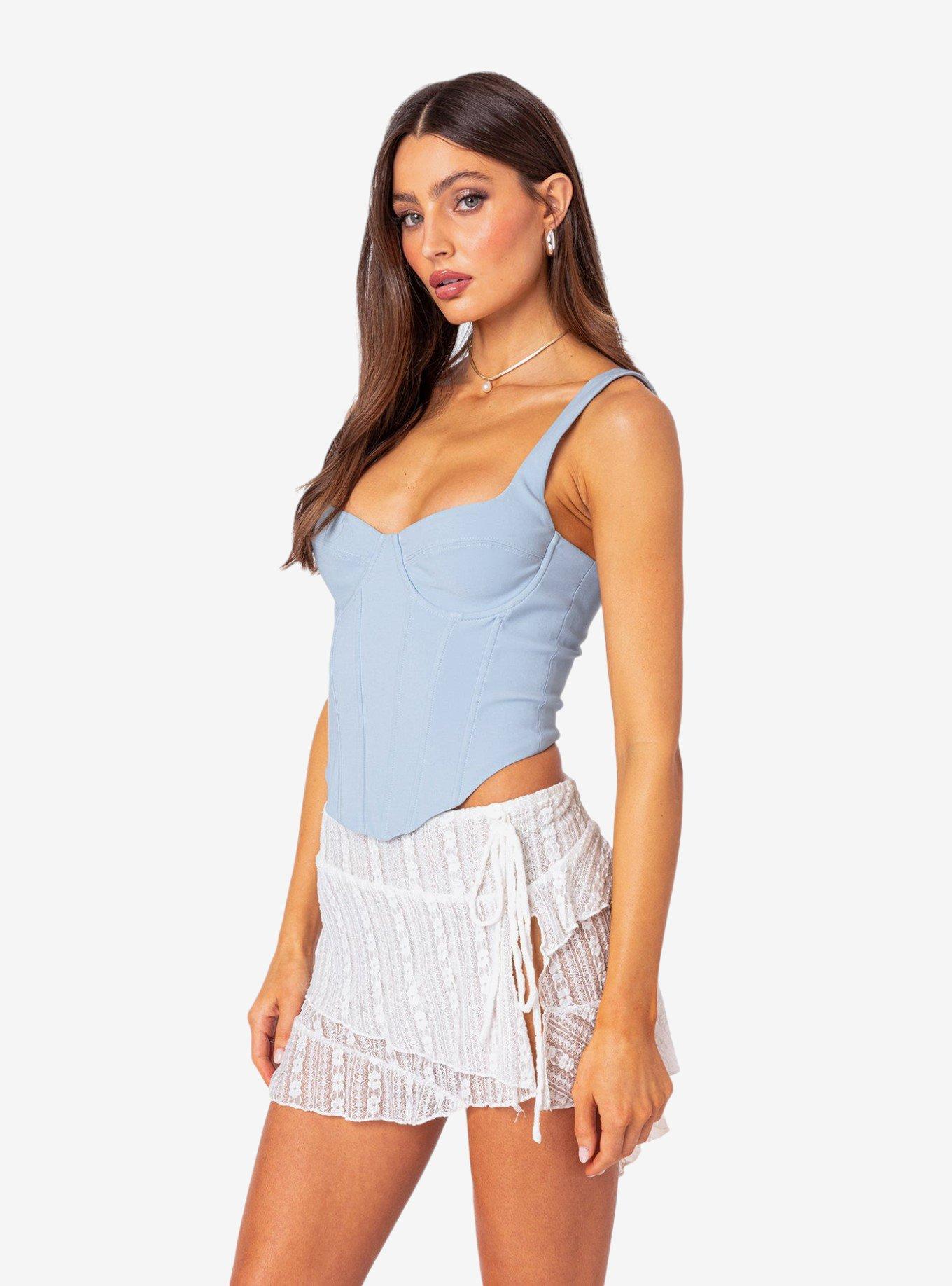 Edikted Jazmine Cupped Corset Top, BLUE, alternate