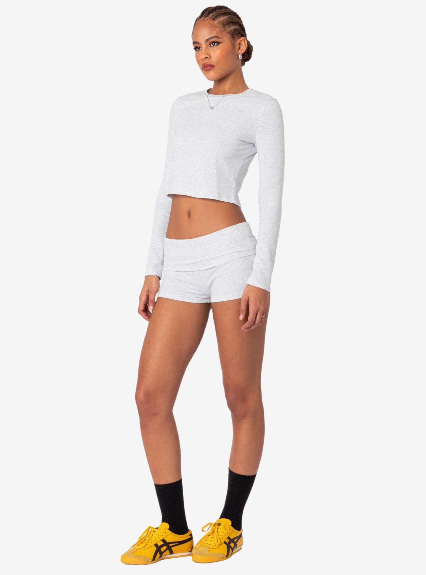 Meg Fold Over Shorts, GREY, alternate