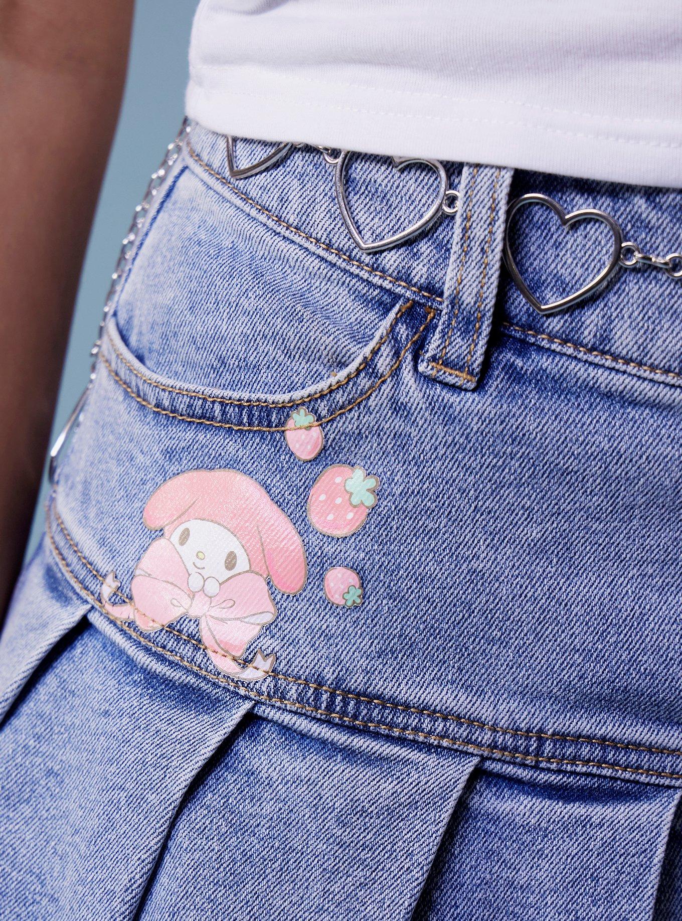 My Melody Heart Chain Belt Denim Skirt, MULTI, alternate