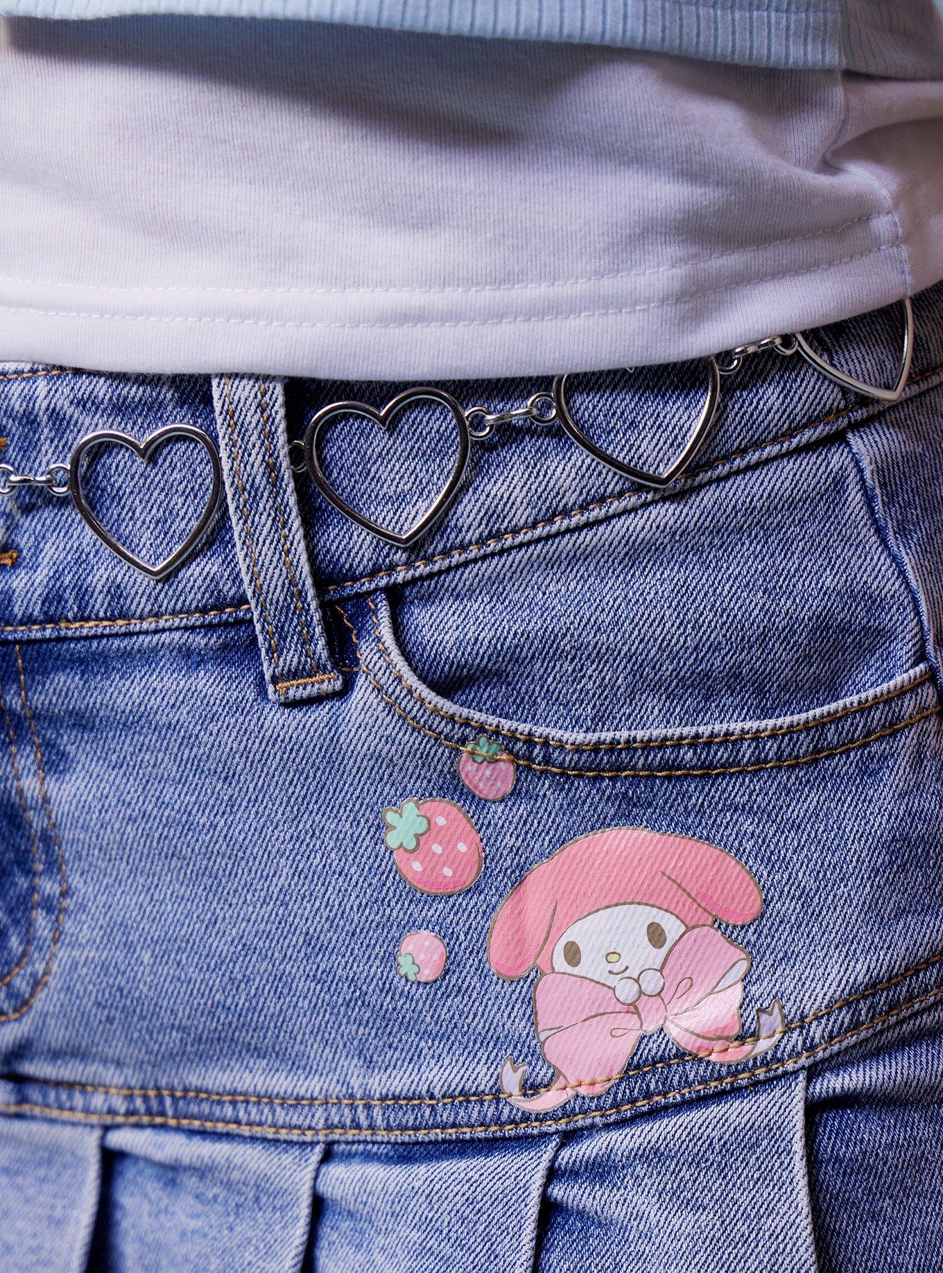 My Melody Heart Chain Belt Denim Skirt, MULTI, alternate