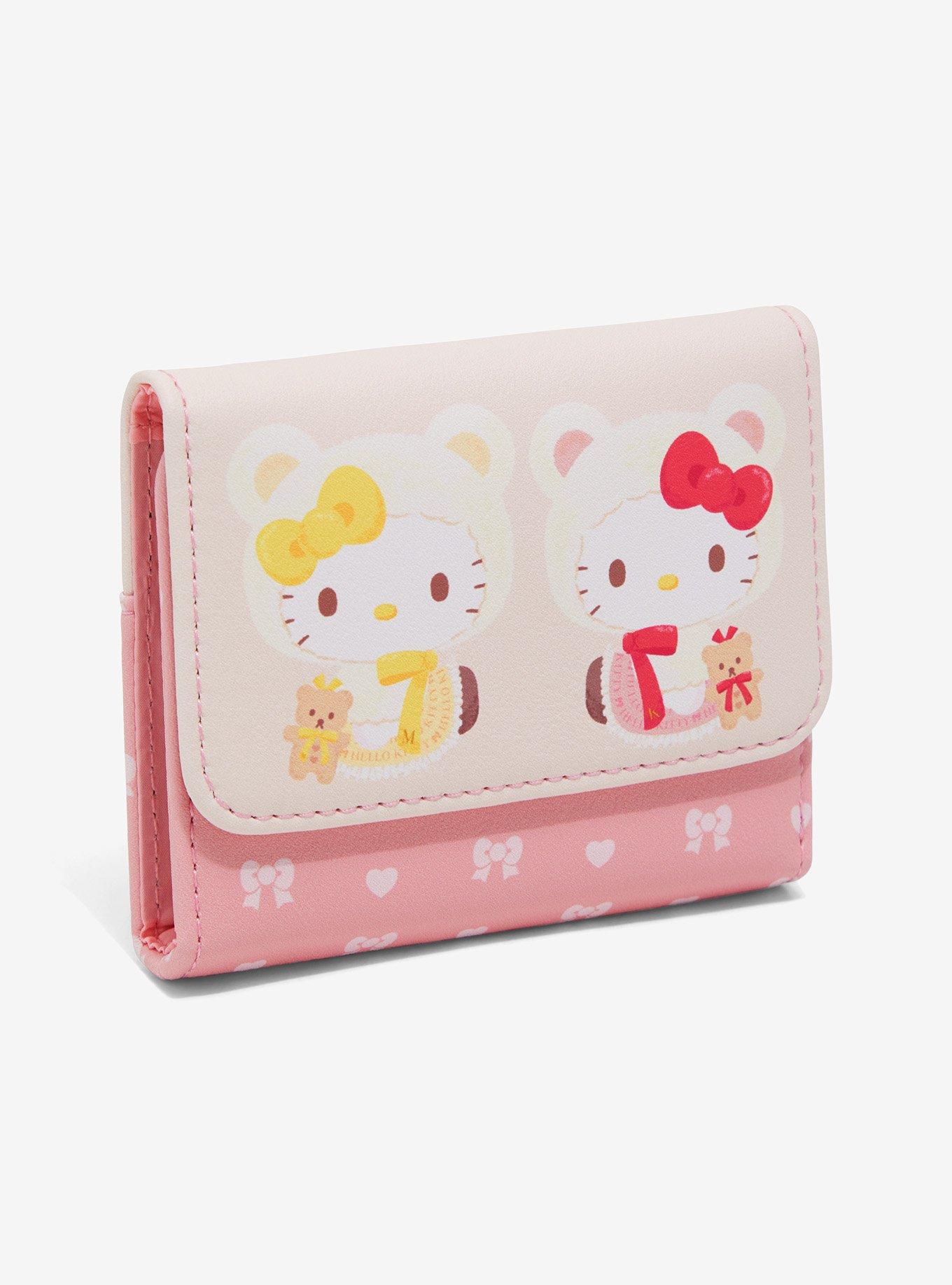 Loungefly Hello Kitty & Mimmy White Teddy Bear Mini Flap Wallet, , hi-res