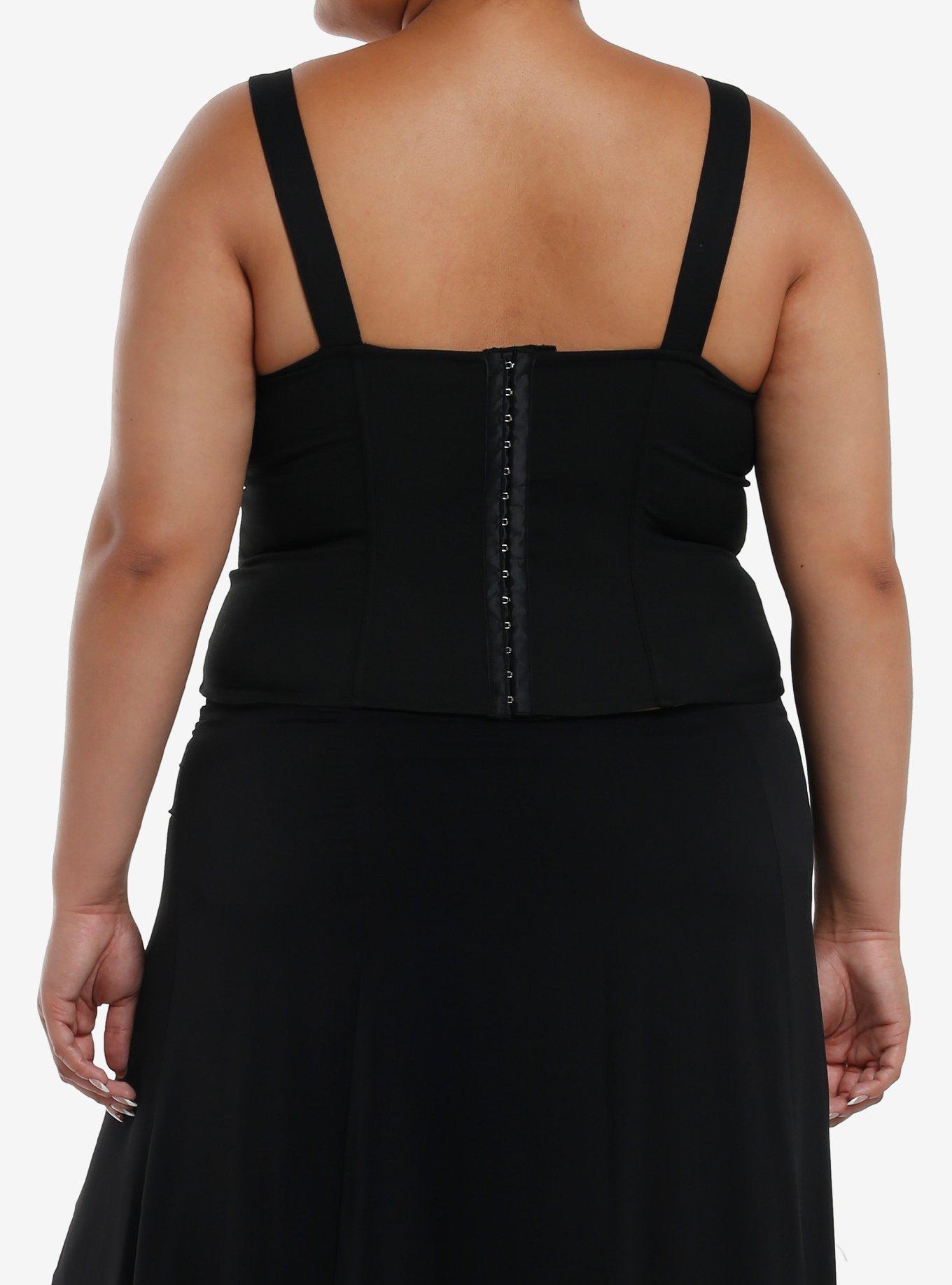 Social Collision Black Lace-Up Girls Corset Top Plus Size, BLACK, alternate