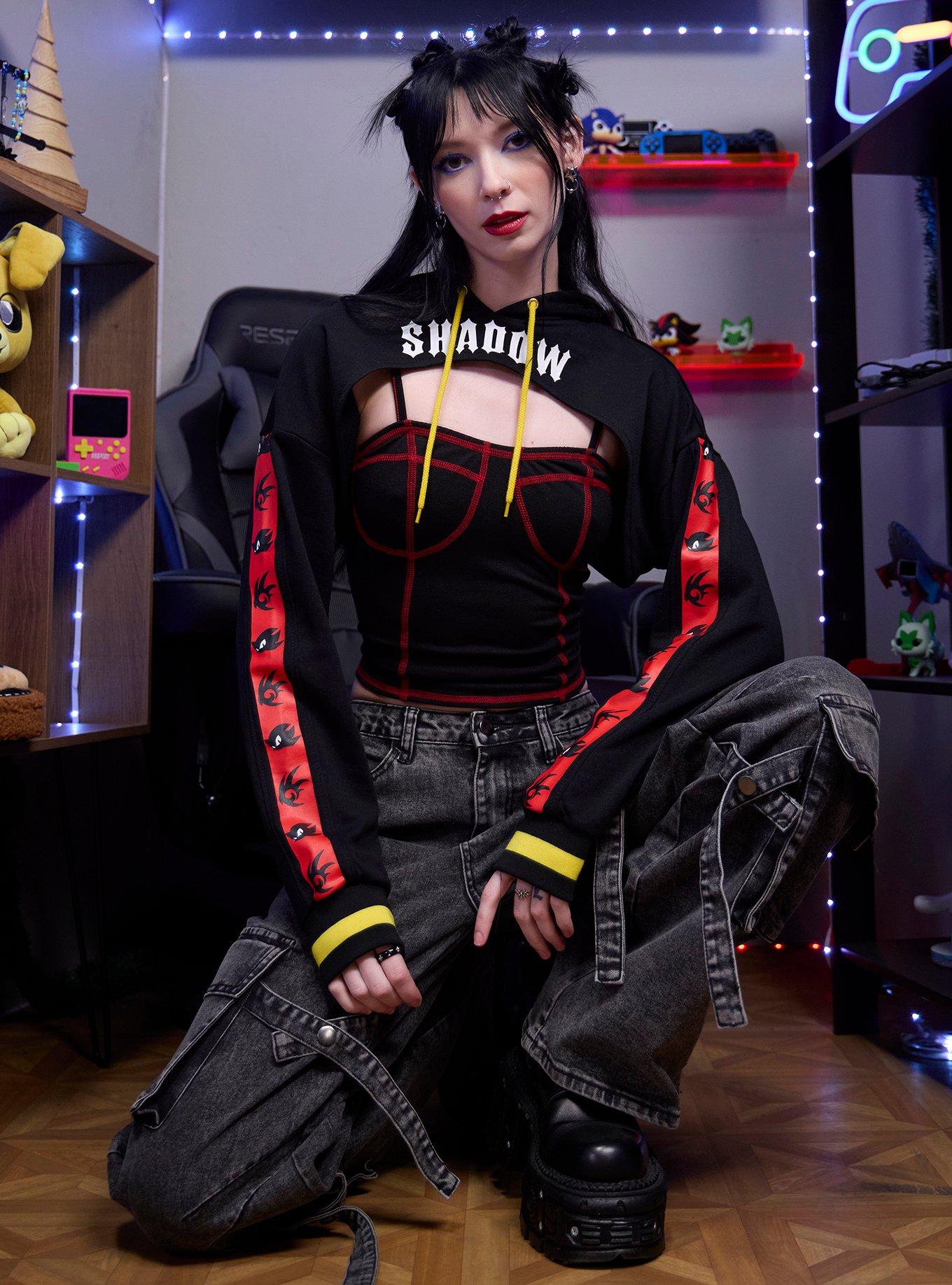 Sonic The Hedgehog Shadow Bolero Crop Shrug, BLACK  RED, alternate