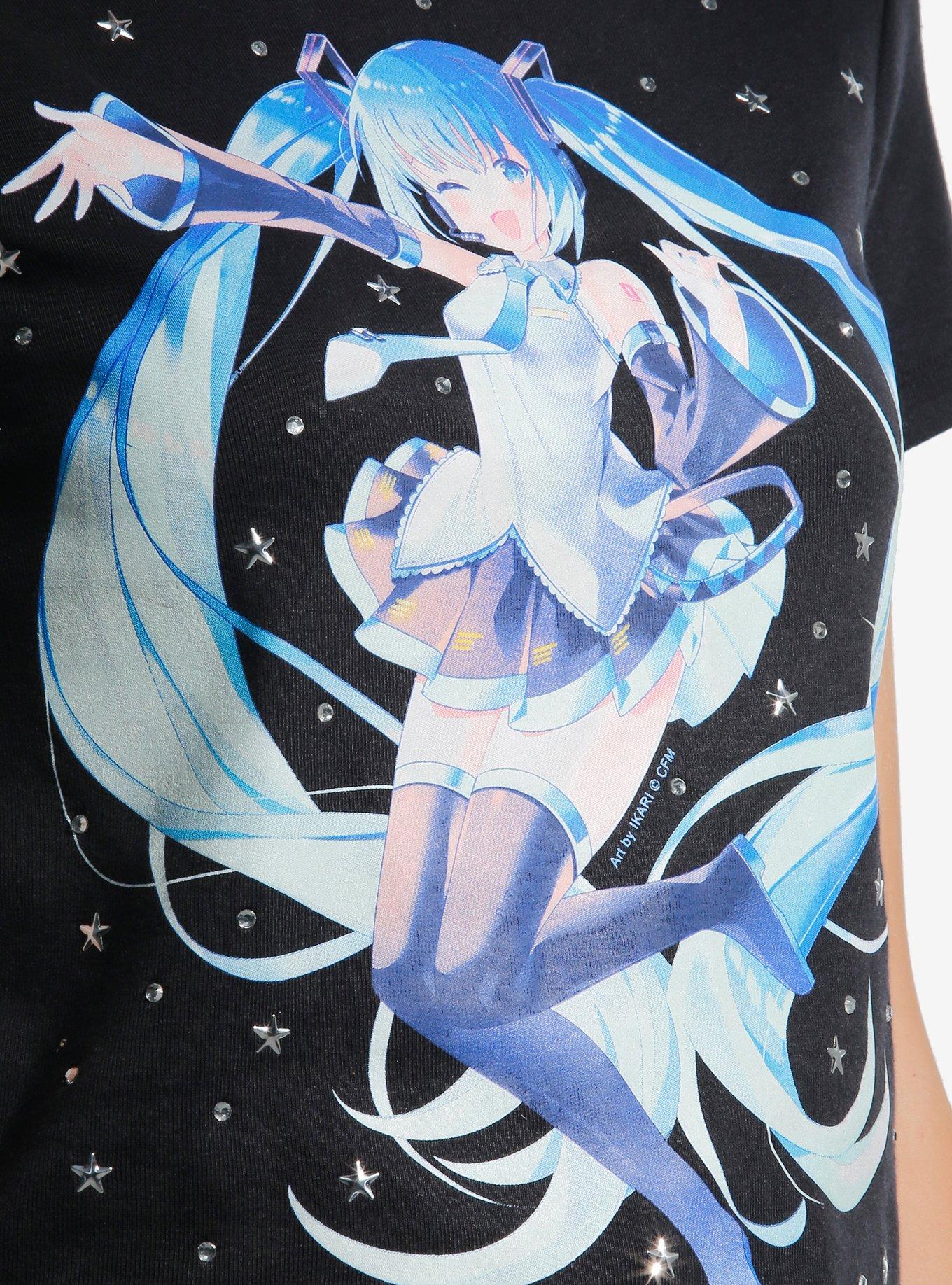 Hatsune Miku Star Rhinestone Girls Ringer Baby T-Shirt, MULTI, alternate