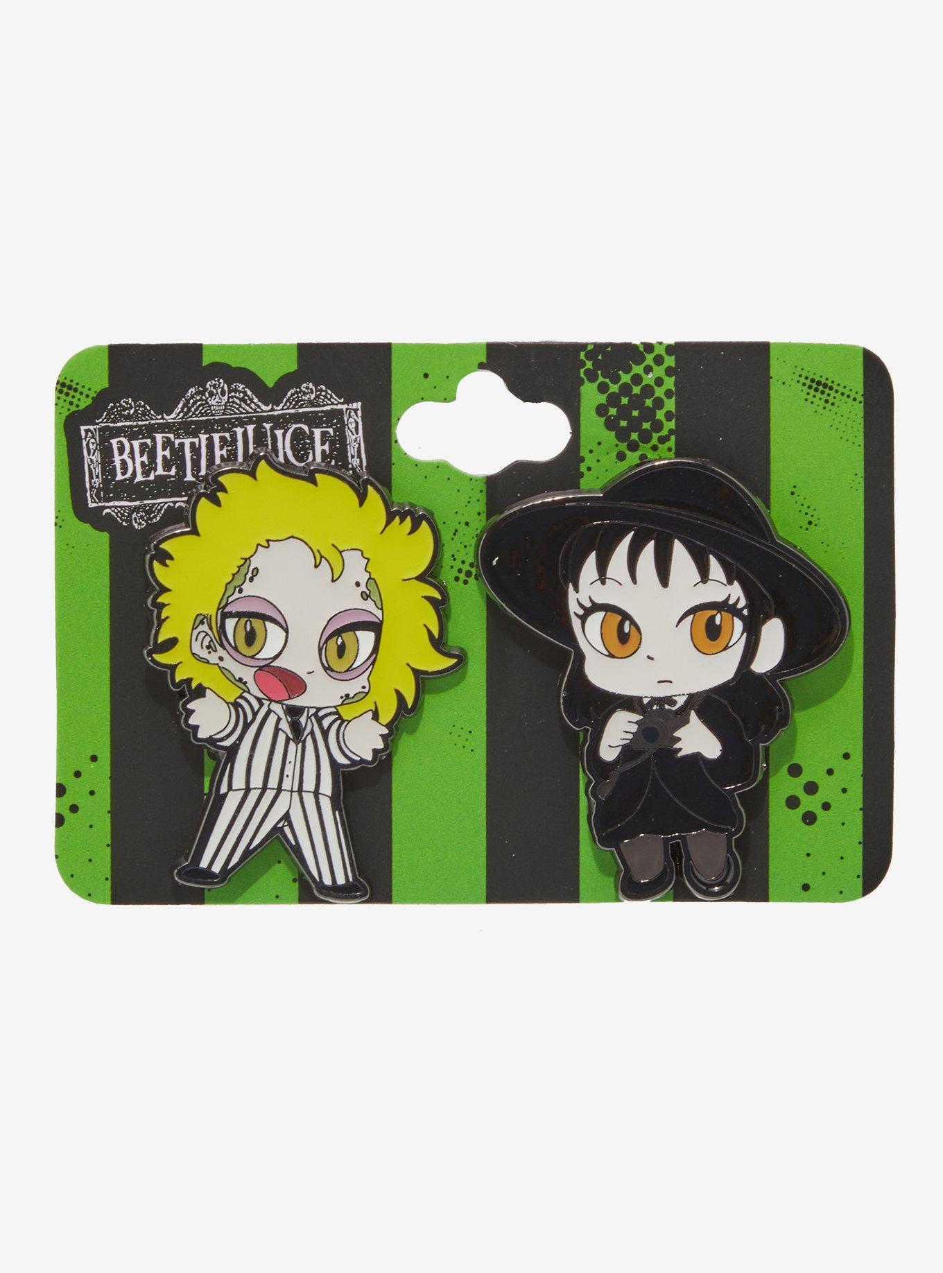 Beetlejuice Chibi Lydia & Beetlejuice Enamel Pin Set, , hi-res