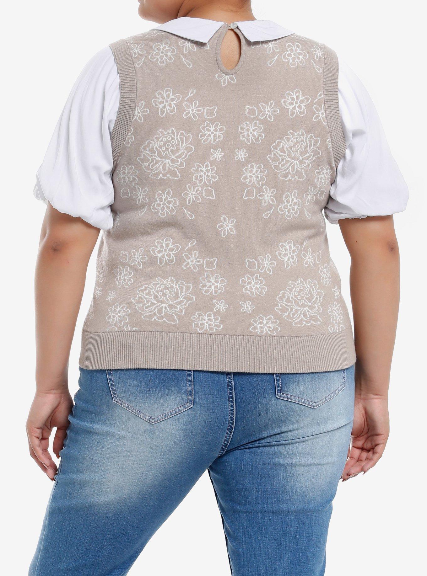 Thorn & Fable Teacup Cat Girls Twofer Top Plus Size, , alternate