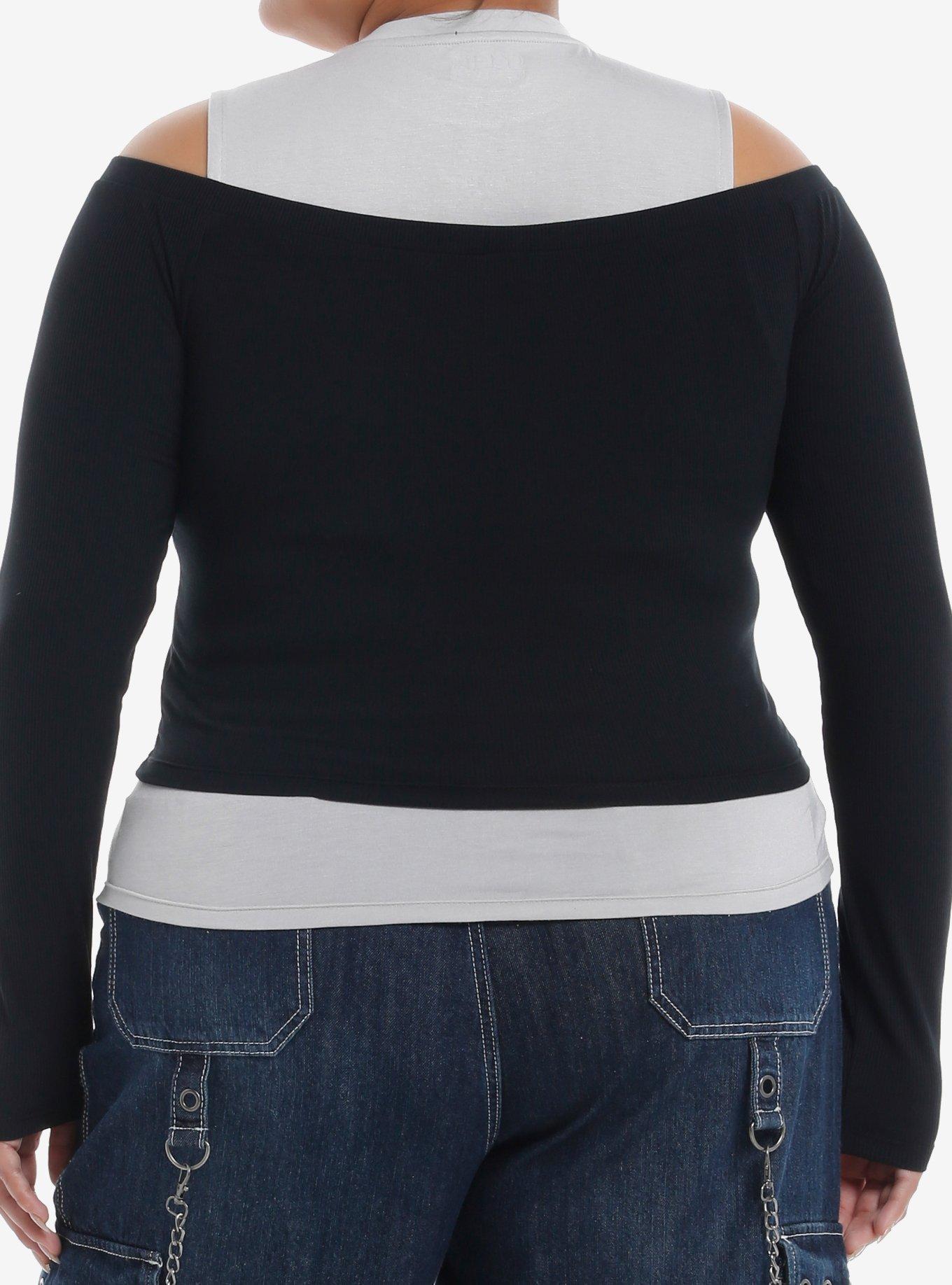 Sonic The Hedgehog Sonic & Shadow Girls Twofer Long-Sleeve Top Plus Size, GREY, alternate