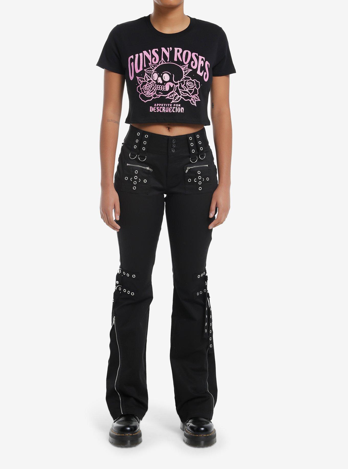 Guns N' Roses Pink Glitter Skull Girls Baby T-Shirt