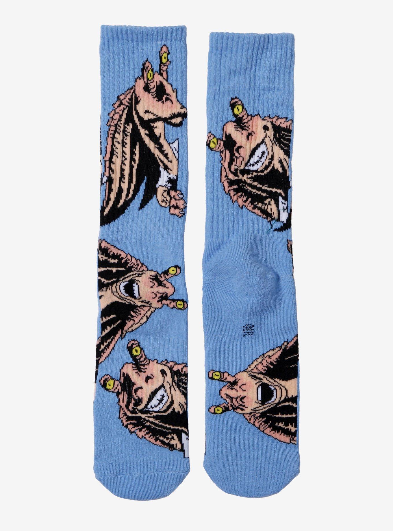 Star Wars Jar Jar Binks Allover Print Crew Socks - BoxLunch Exclusive, , hi-res