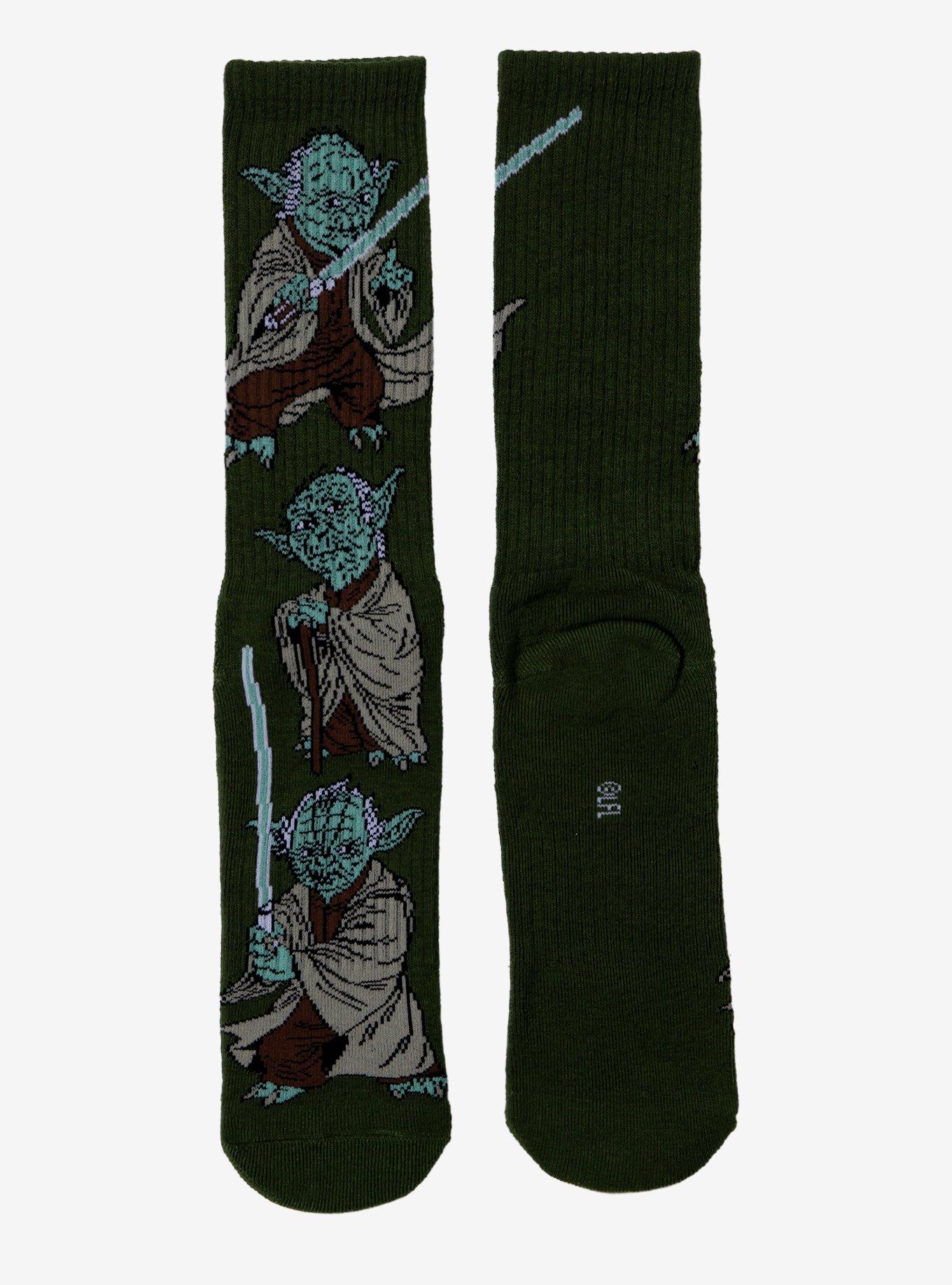 Star Wars Yoda Allover Print Crew Socks - BoxLunch Exclusive, , hi-res