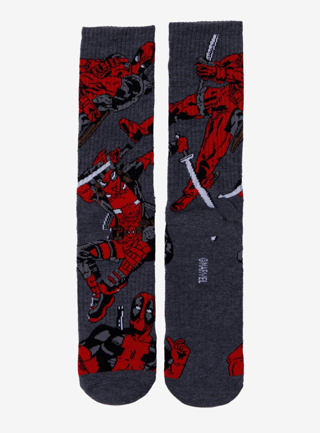 Marvel Deadpool Allover Print Crew Socks - BoxLunch Exclusive, , hi-res