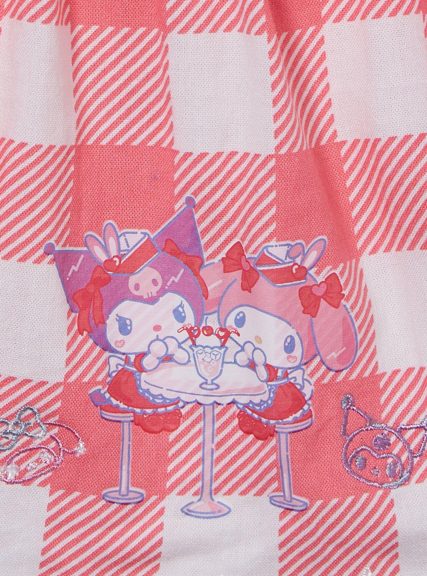 Sanrio My Melody & Kuromi Diner Checkered Tie-Back Women's Blouse - BoxLunch Exclusive, GINGHAM PLAID, alternate