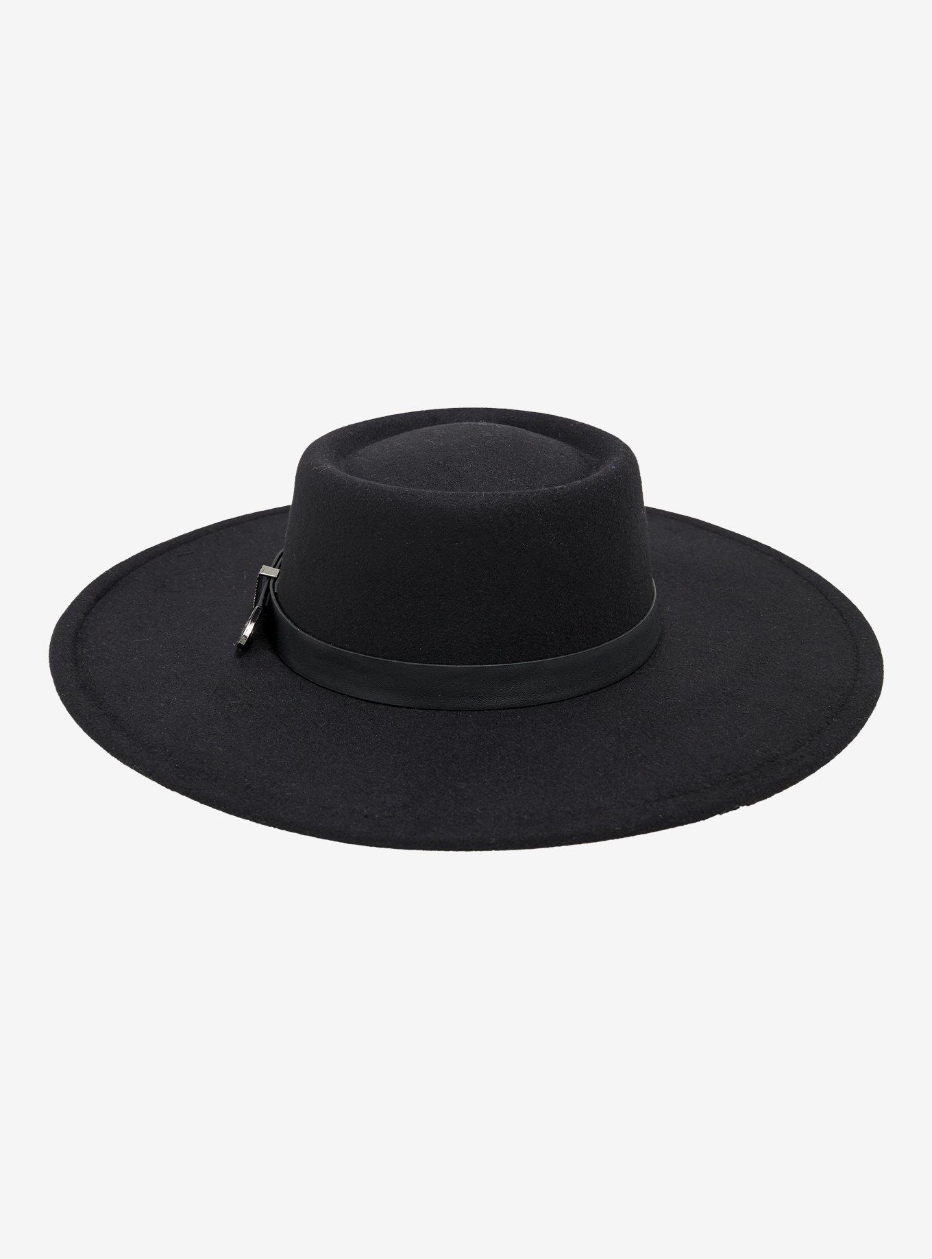 Black Western Buckle Wide Brim Hat, , alternate