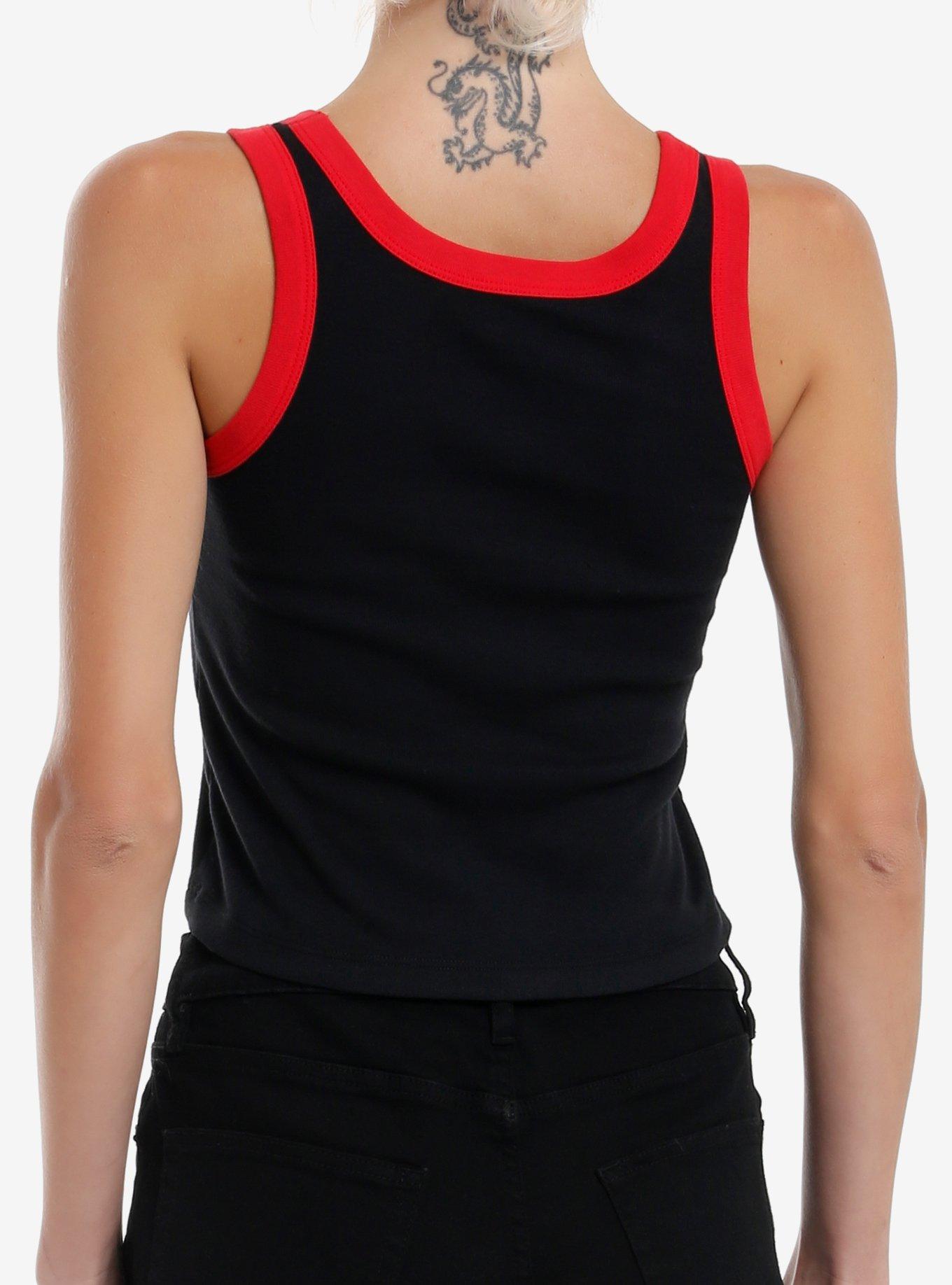 Marvel Deadpool Logo Contrast Rib Girls Tank Top, RED, alternate