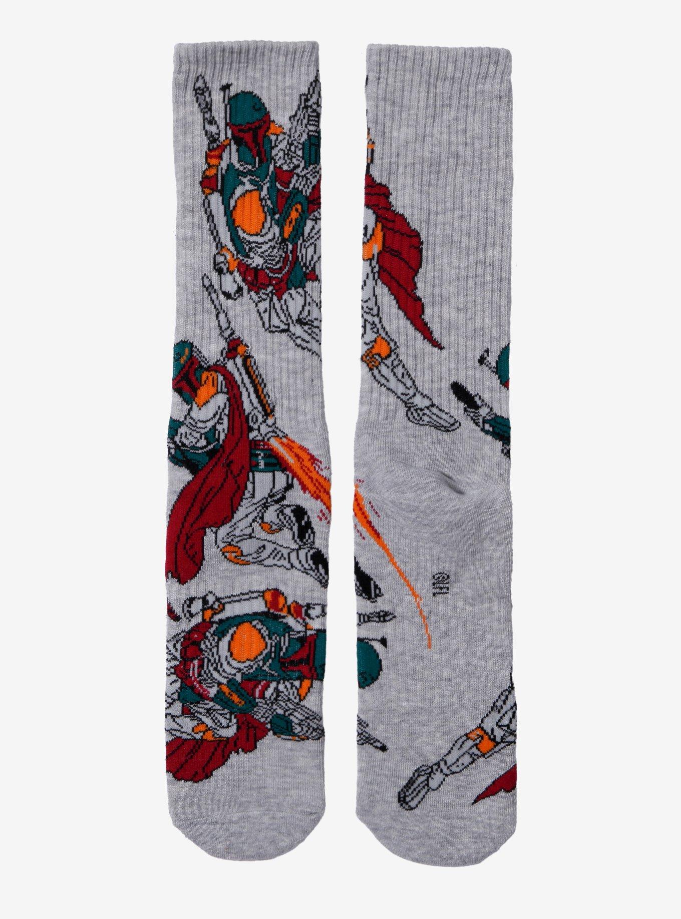 Star Wars Boba Fett Allover Print Crew Socks - BoxLunch Exclusive, , hi-res