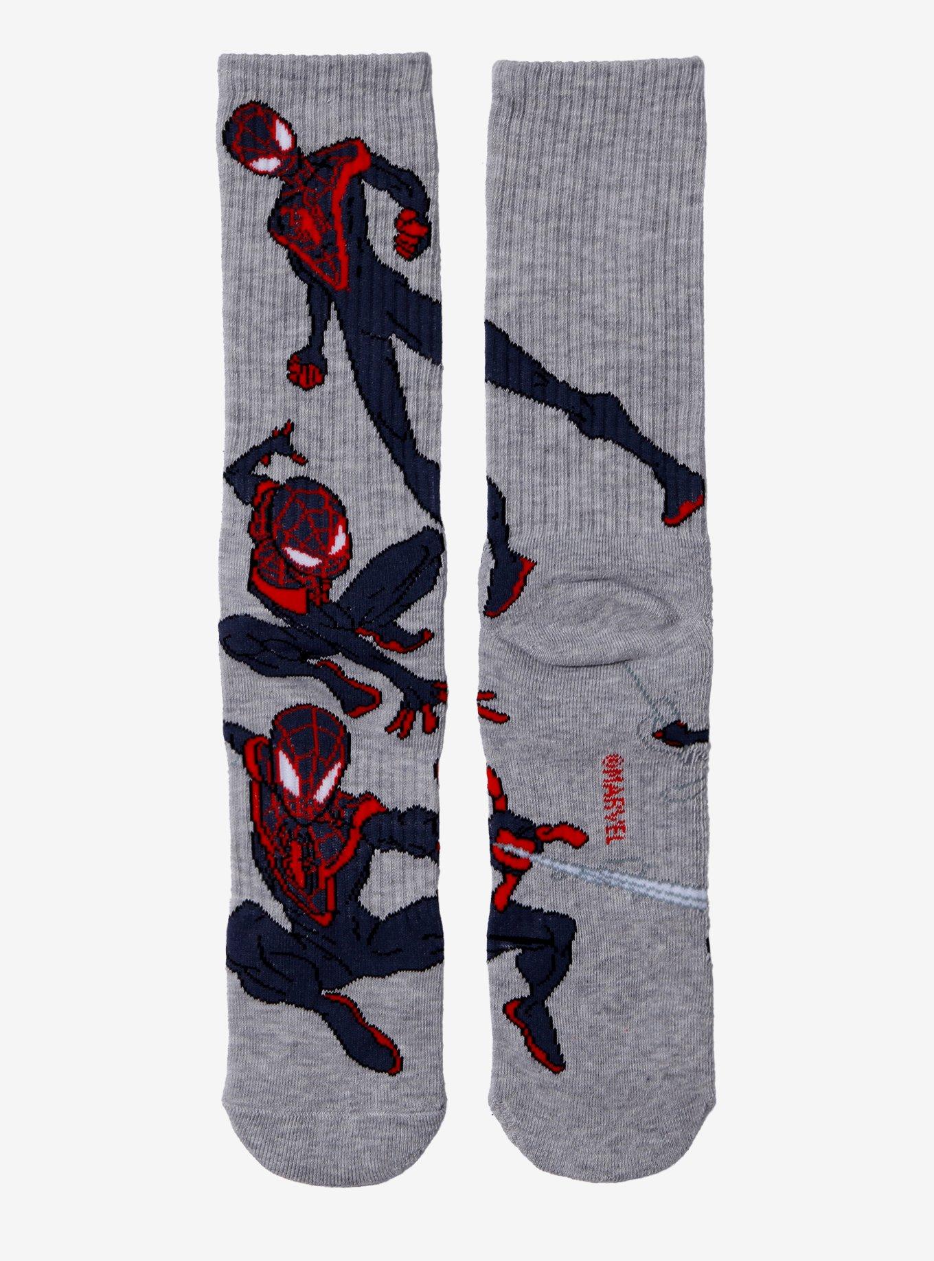 Marvel Spider-Man: Into the Spider-Verse Miles Morales Allover Print Crew Socks - BoxLunch Exclusive, , alternate