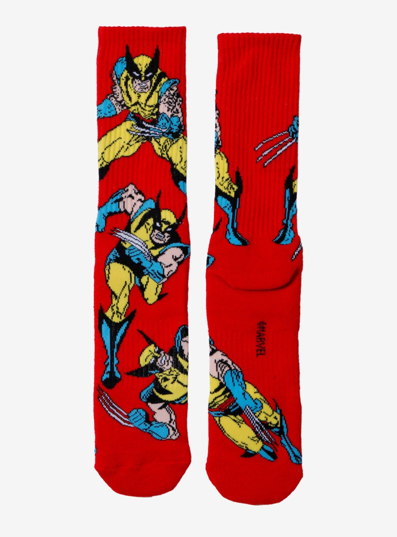 Marvel X-Men Wolverine Allover Print Crew Socks - BoxLunch Exclusive, , hi-res