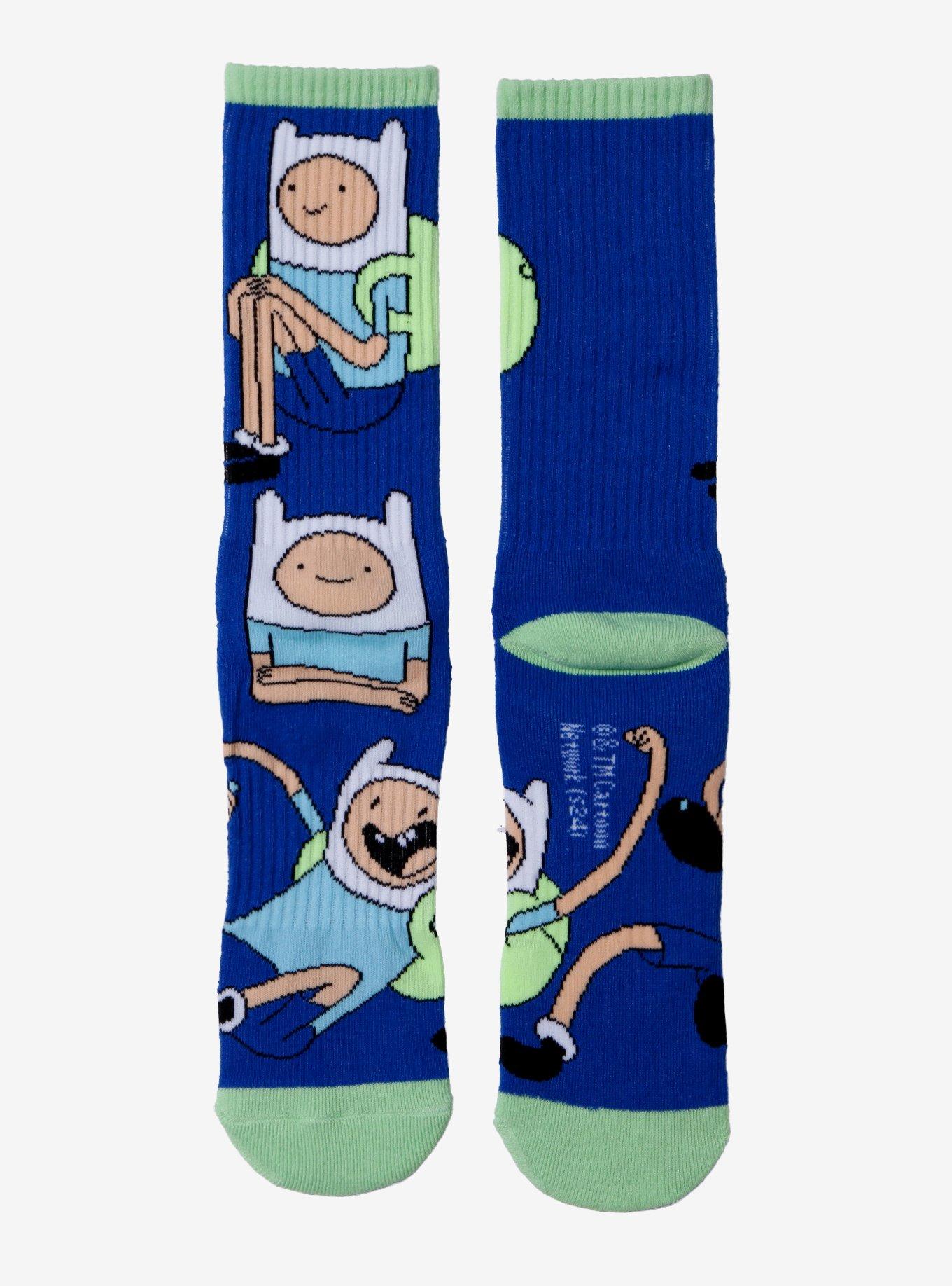 Adventure Time Finn Allover Print Crew Socks - BoxLunch Exclusive, , hi-res