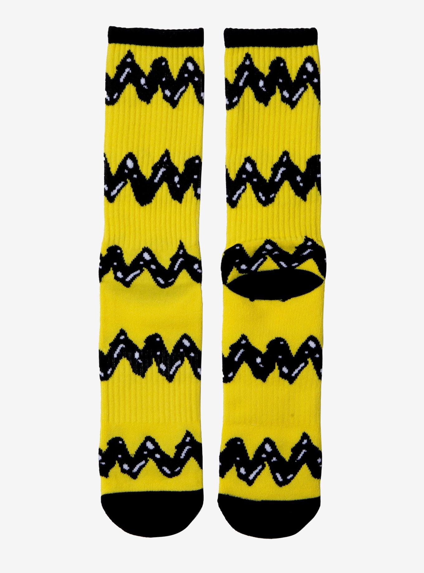 Peanuts Charlie Brown Striped Crew Socks - BoxLunch Exclusive, , hi-res