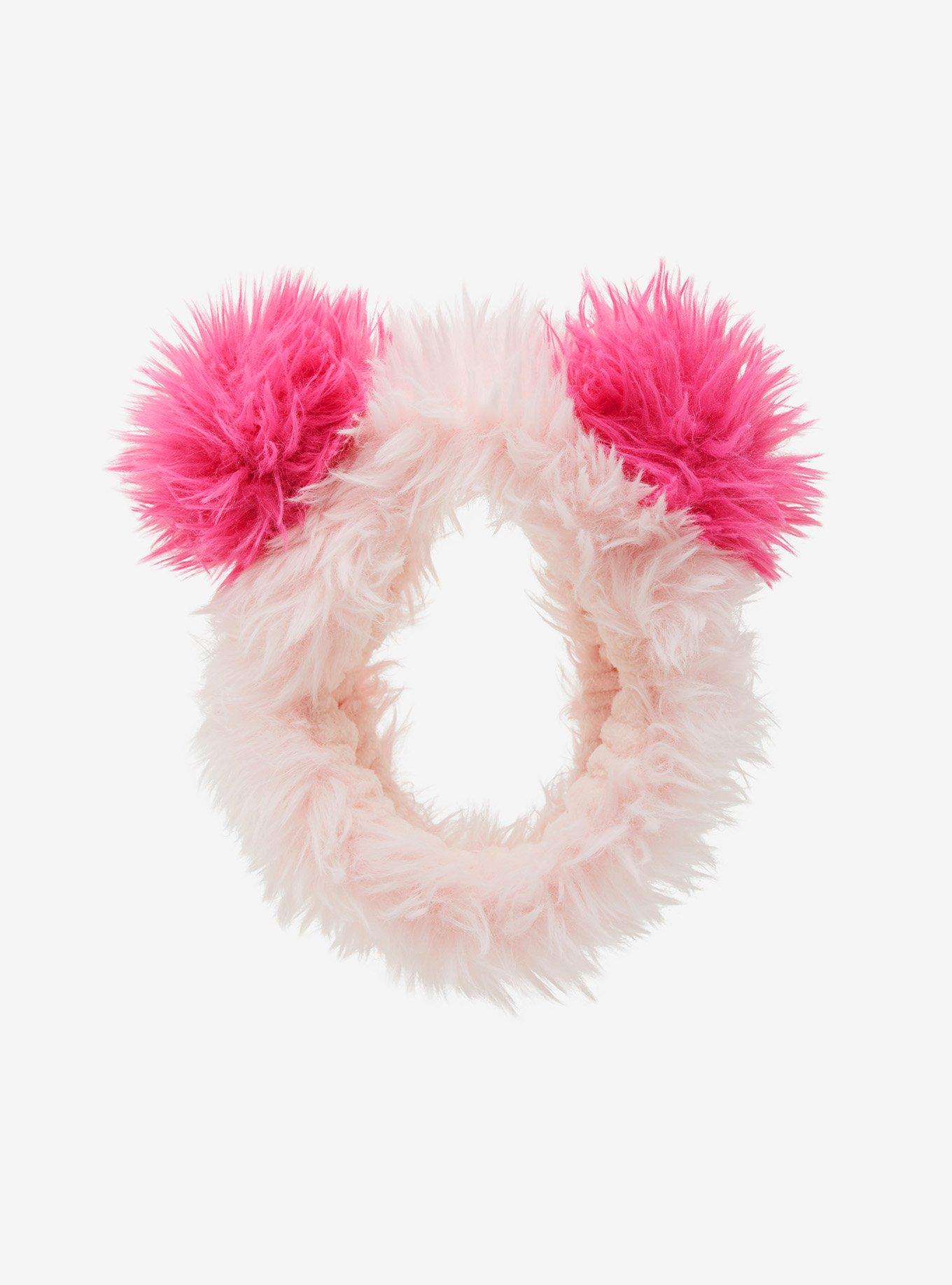 Fuzzy Pink Bear Spa Headband, , hi-res