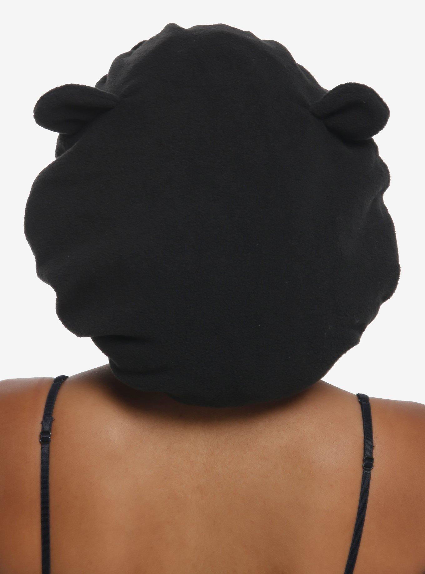 Black Teddy Bear 3D Ear Satin-Lined Bonnet, , hi-res