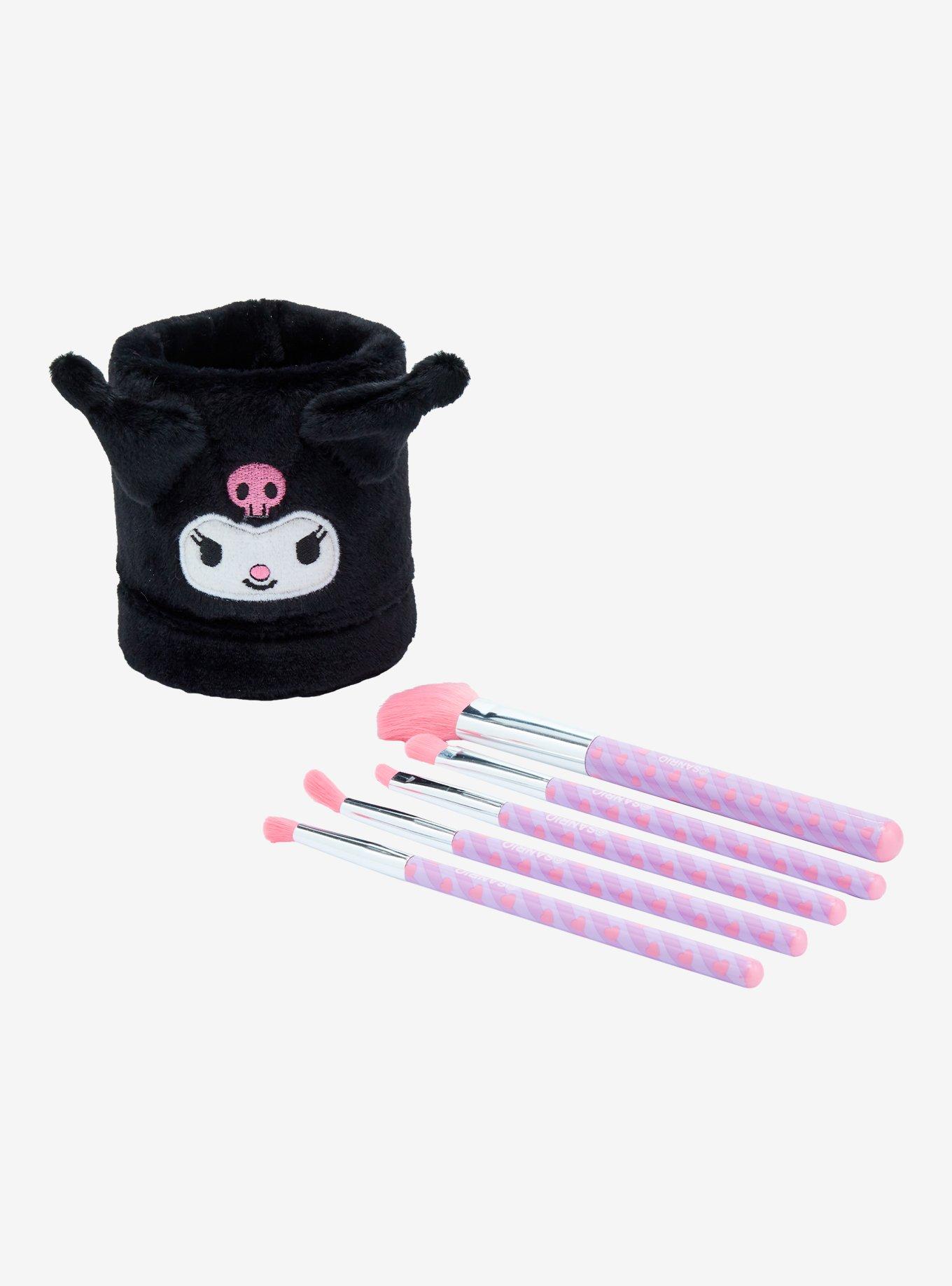 Kuromi Fuzzy Makeup Brush Holder & Brush Set, , alternate