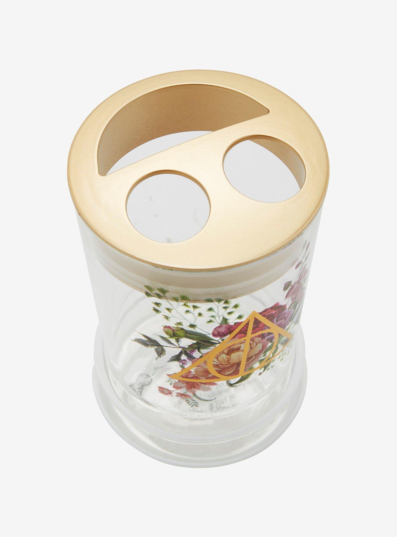 Harry Potter Deathly Hallows Floral Glass Toothbrush Holder, , alternate