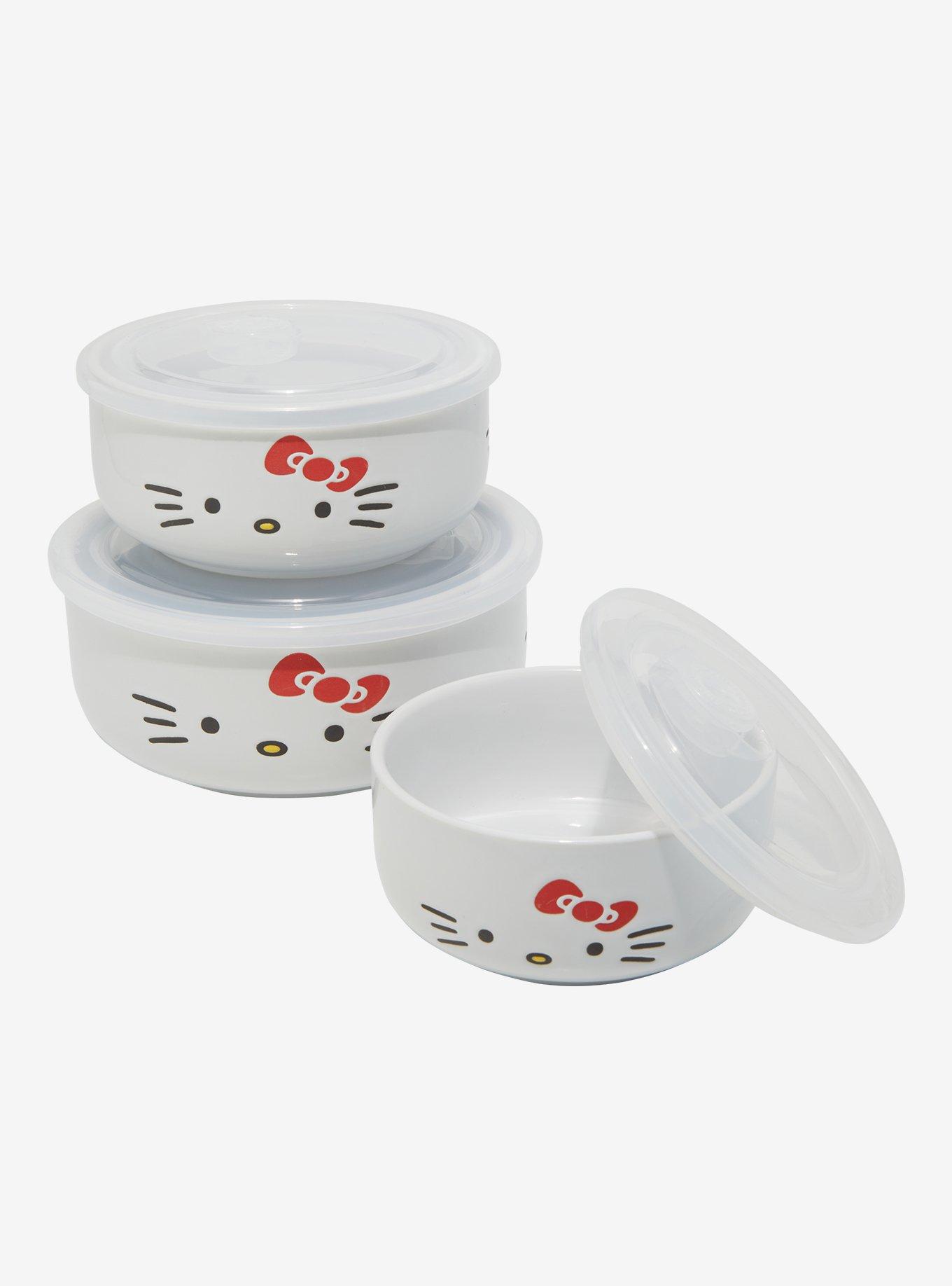 Sanrio Hello Kitty Face Ceramic Food Storage Bowl Set, , alternate