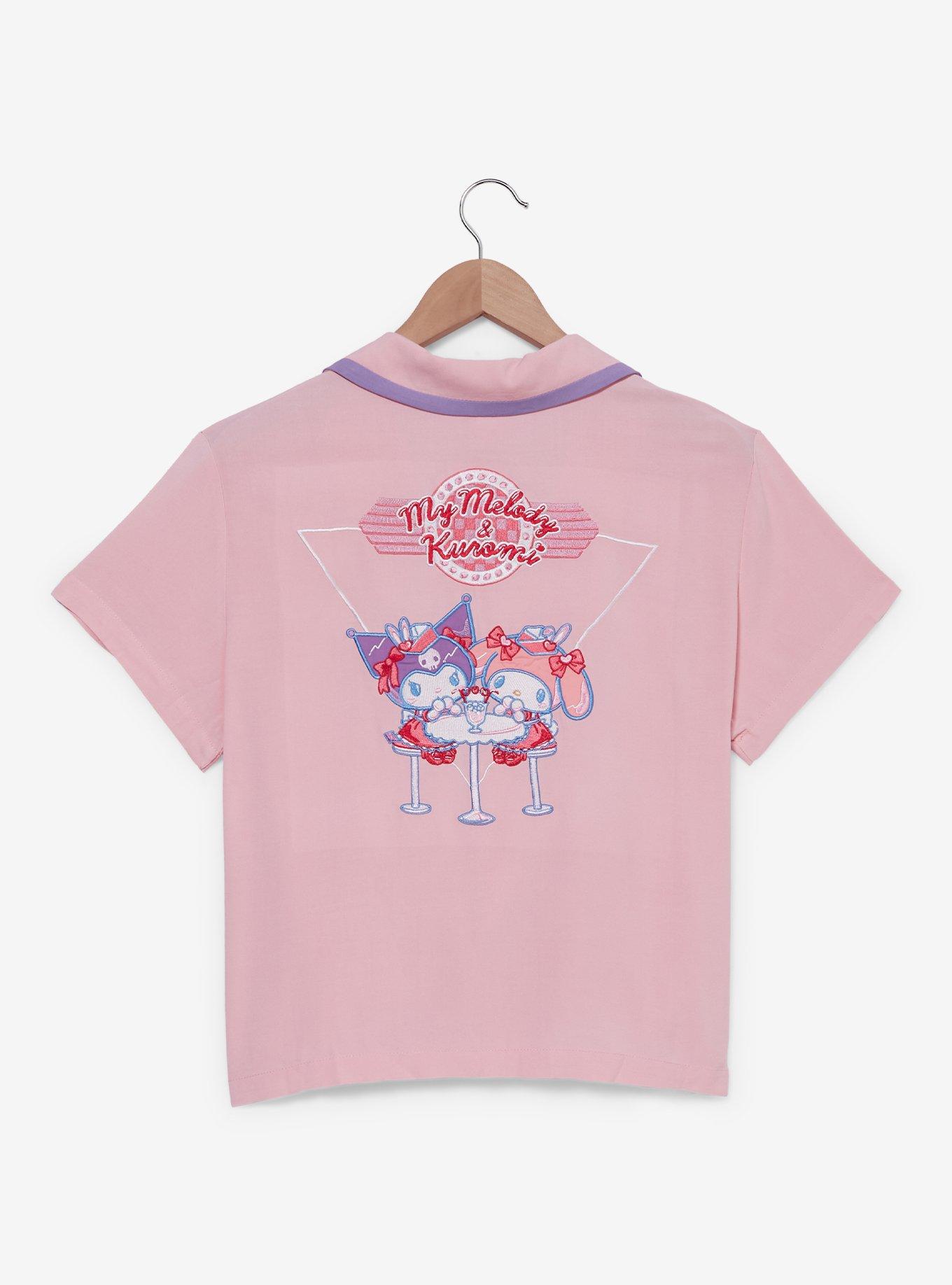 Sanrio My Melody Diner Women's Cropped Woven Button-Up - BoxLunch Exclusive, PINK, alternate