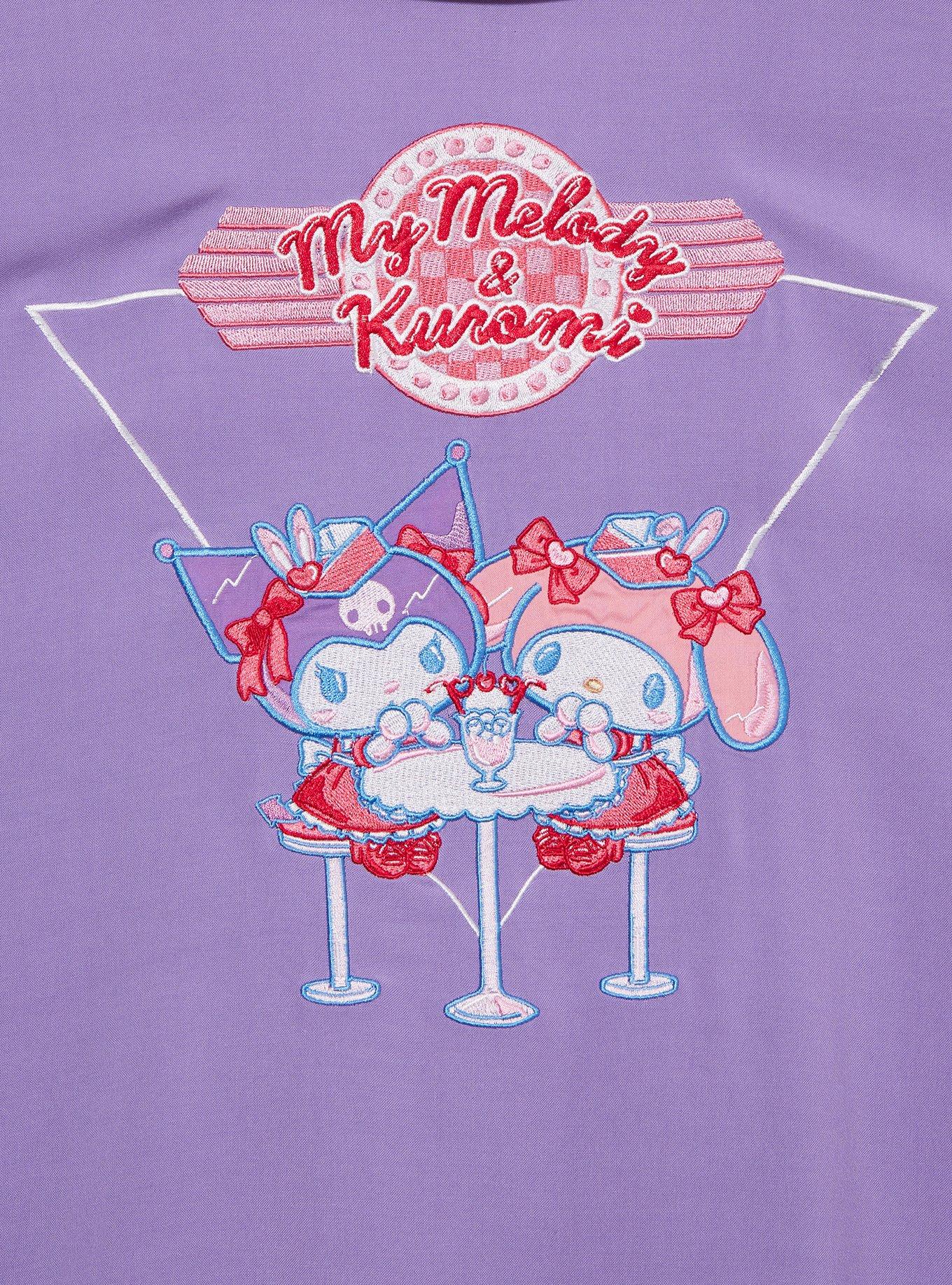 Sanrio Kuromi Diner Women's Cropped Woven Button-Up - BoxLunch Exclusive, PURPLE, alternate