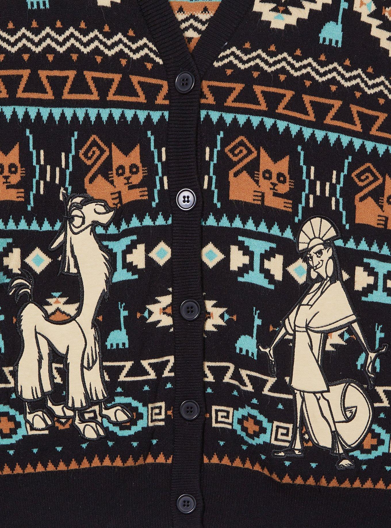 Disney The Emperor's New Groove Kuzco Llama Pattern Women's Cardigan &mdash; BoxLunch Exclusive, BLACK, alternate