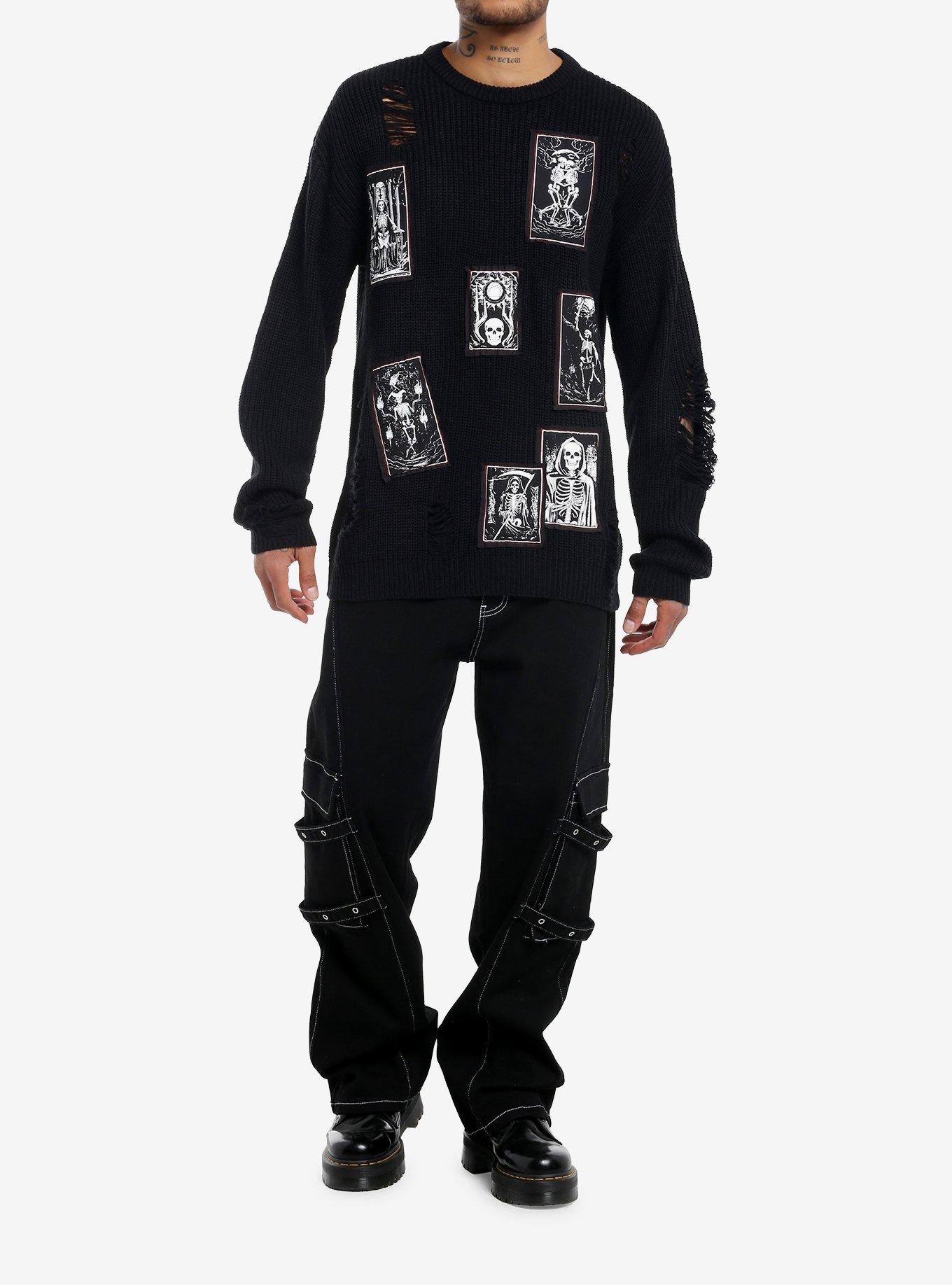 Cosmic Aura Skeleton Patches Knit Sweater, , hi-res