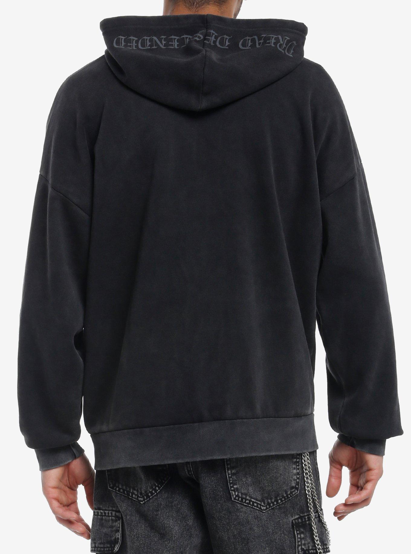 Social Collision Wing & Skull Appliqué Hoodie, GREY, alternate