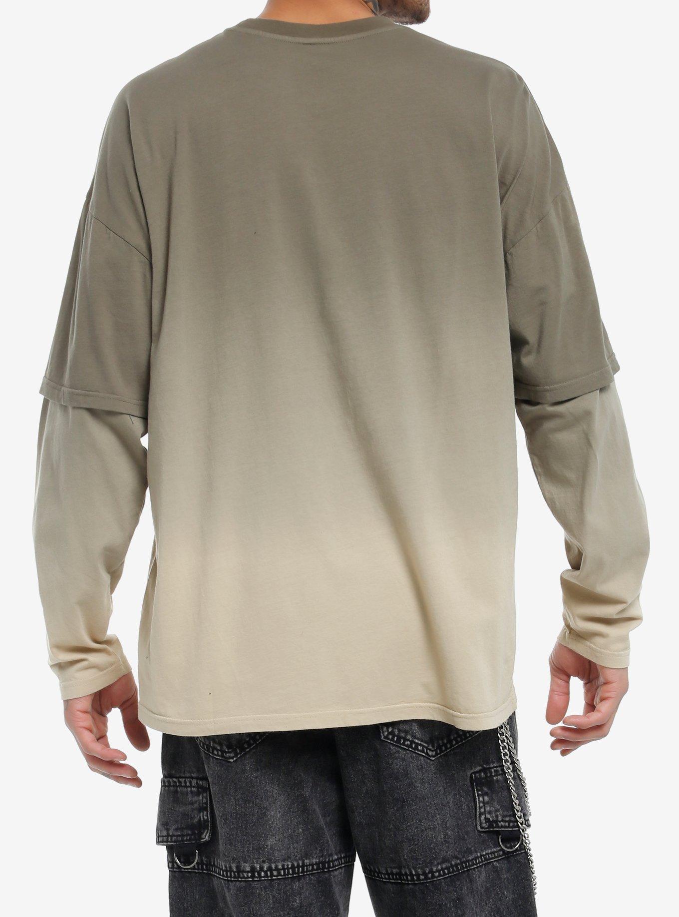 Broken Winged Skeleton Ombre Twofer Long-Sleeve T-Shirt, BEIGE, alternate