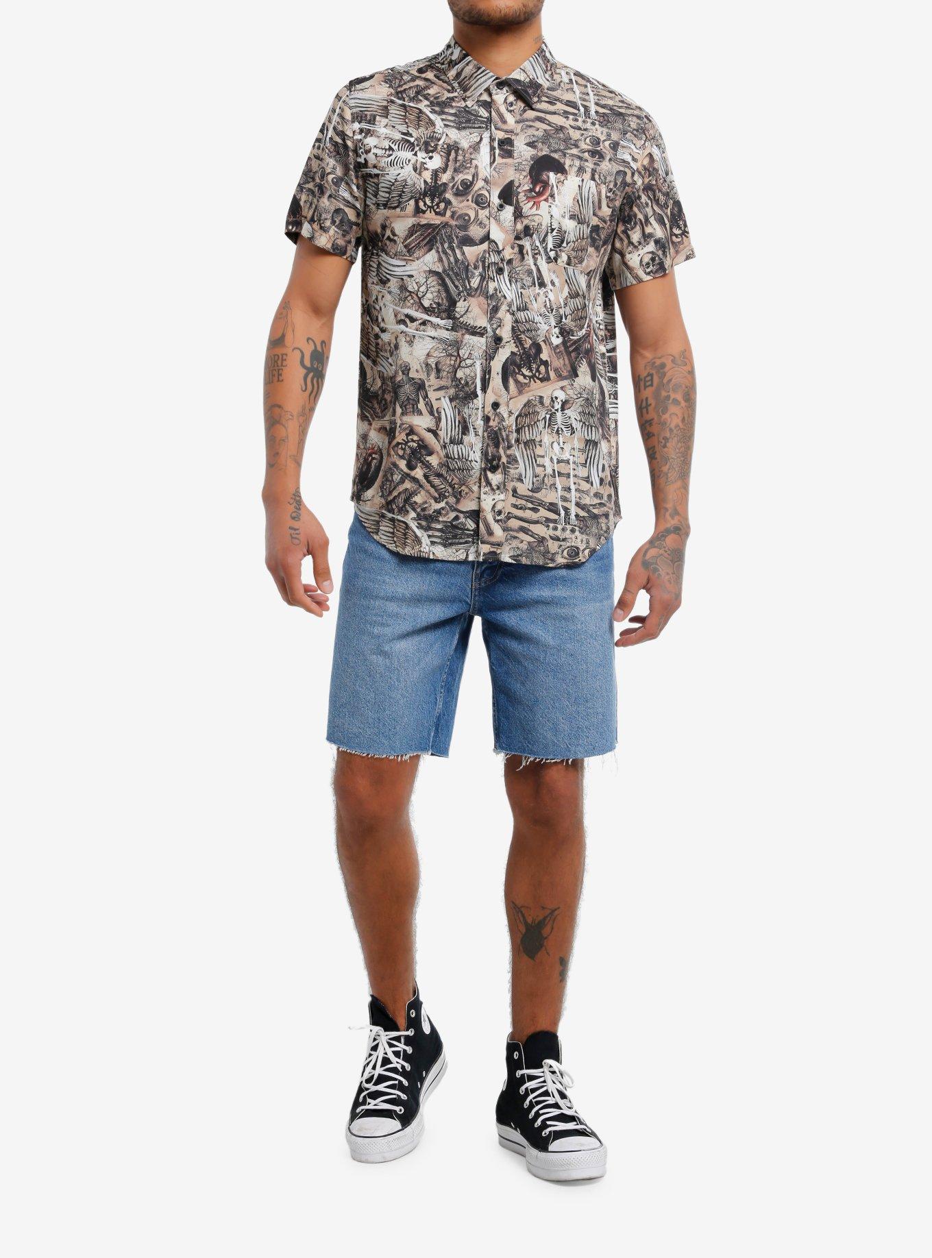 Thorn & Fable Winged Skeletons & Anatomical Illustrations Woven Button-Up, , hi-res