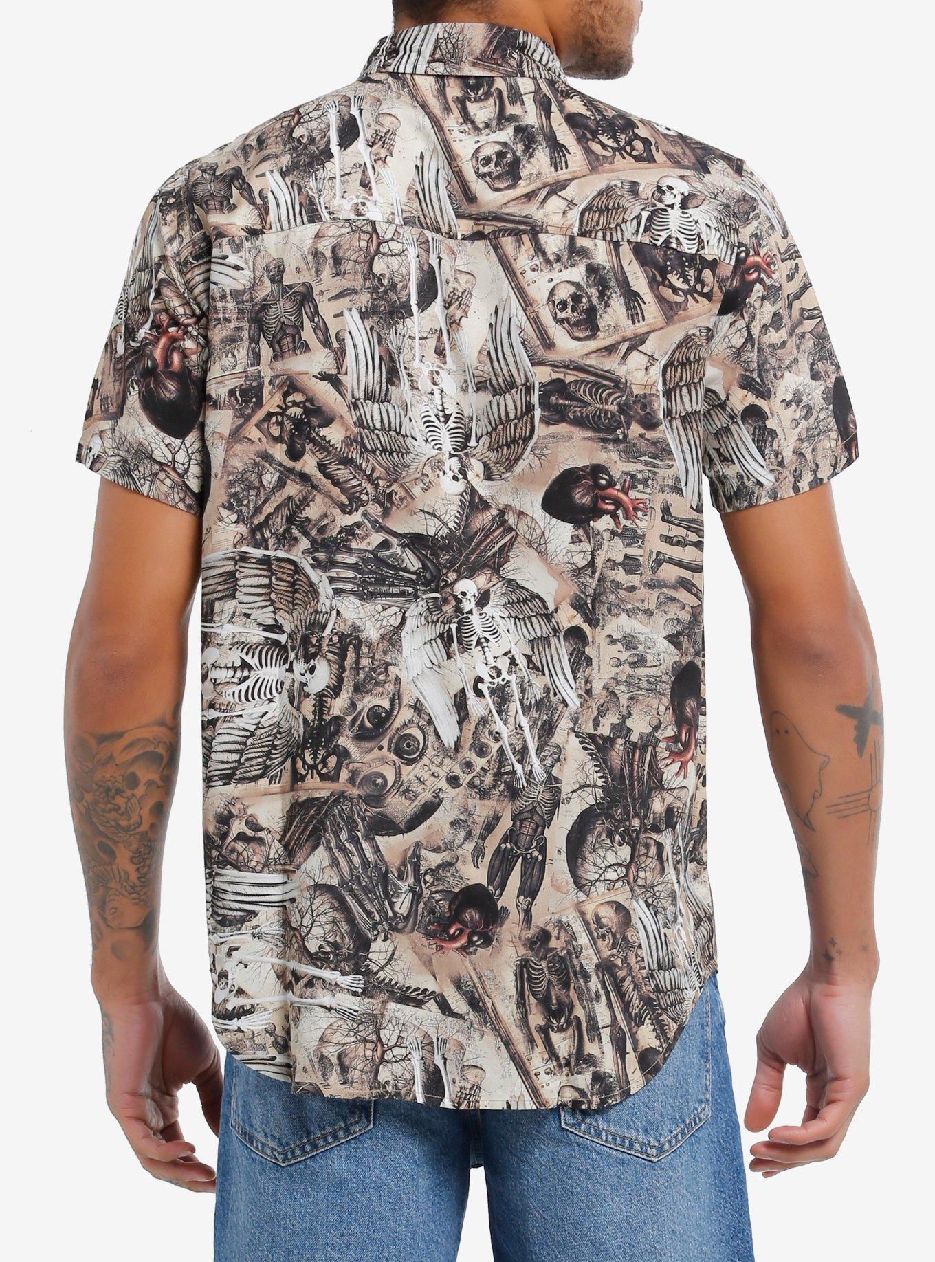 Thorn & Fable Winged Skeletons & Anatomical Illustrations Woven Button-Up, MULTI, alternate
