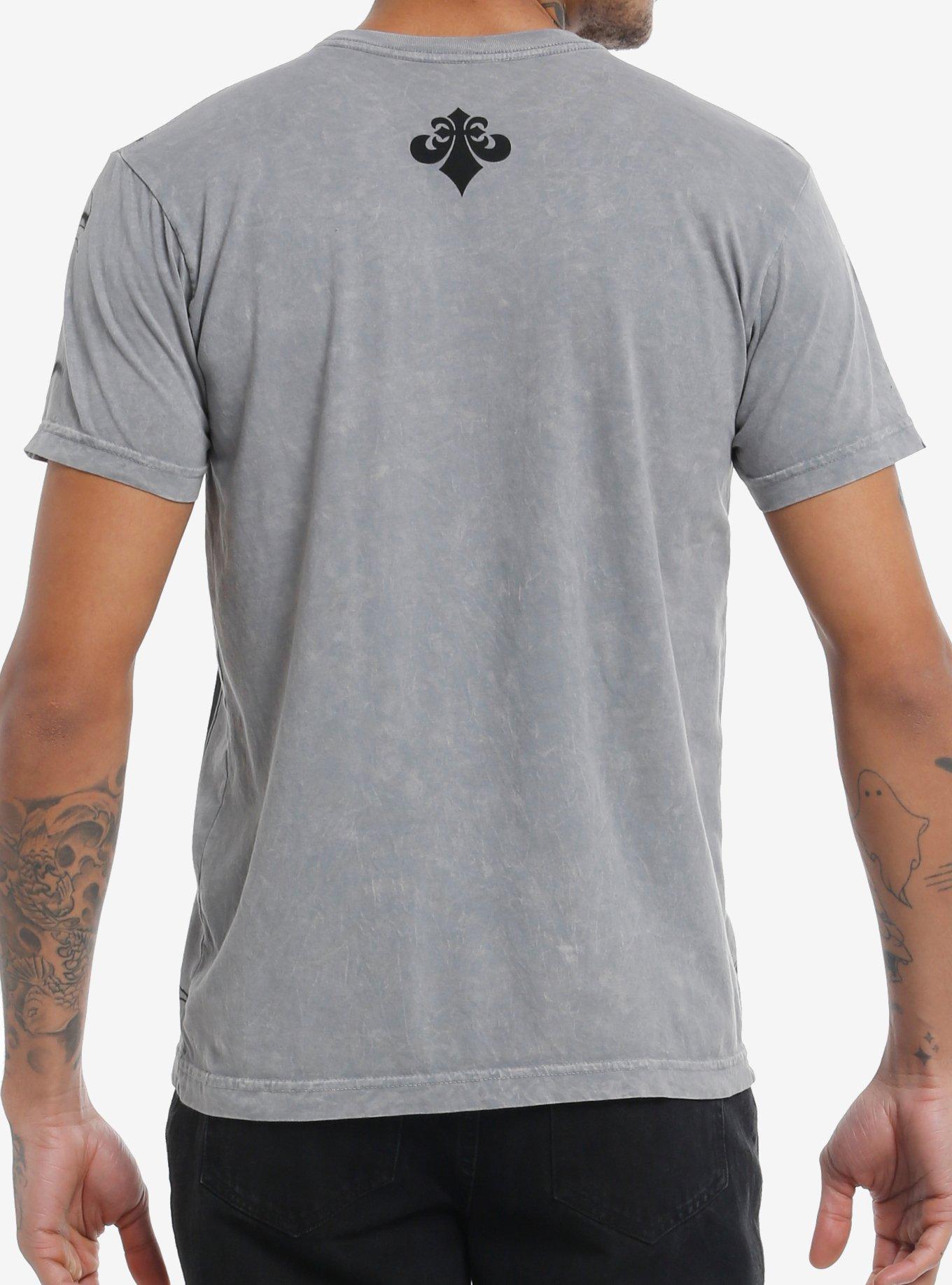 Affliction Tribal Skull Trio Grey Wash T-Shirt, GREY, alternate