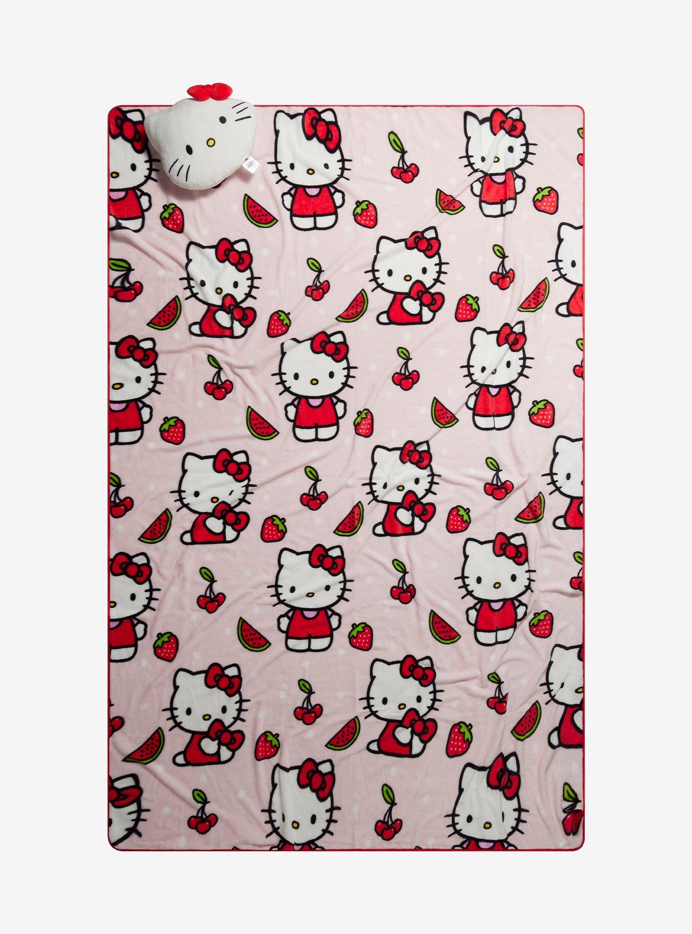 Sanrio Hello Kitty Red Fruit Throw and Pillow Set, , alternate