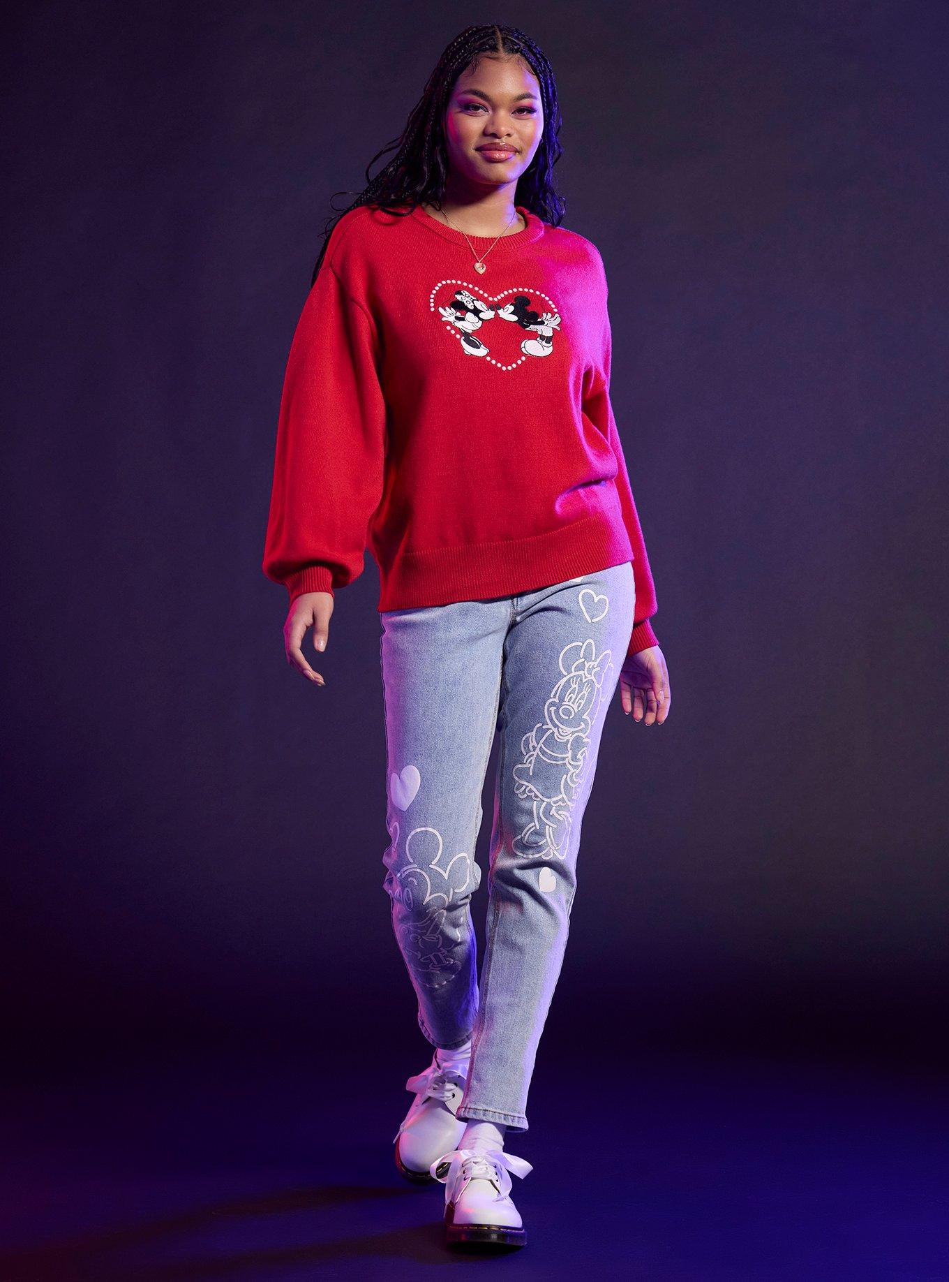 Her Universe Disney Mickey Mouse & Minnie Mouse Heart Sweater Her Universe Exclusive, , hi-res