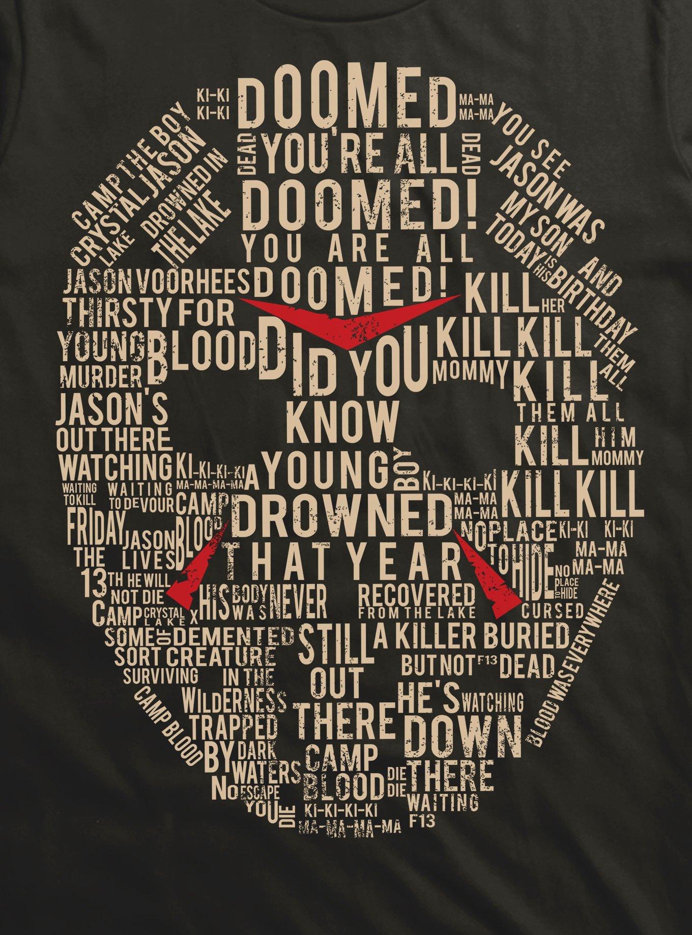 Friday The 13th Jason Mask Word Collage T-Shirt, , hi-res